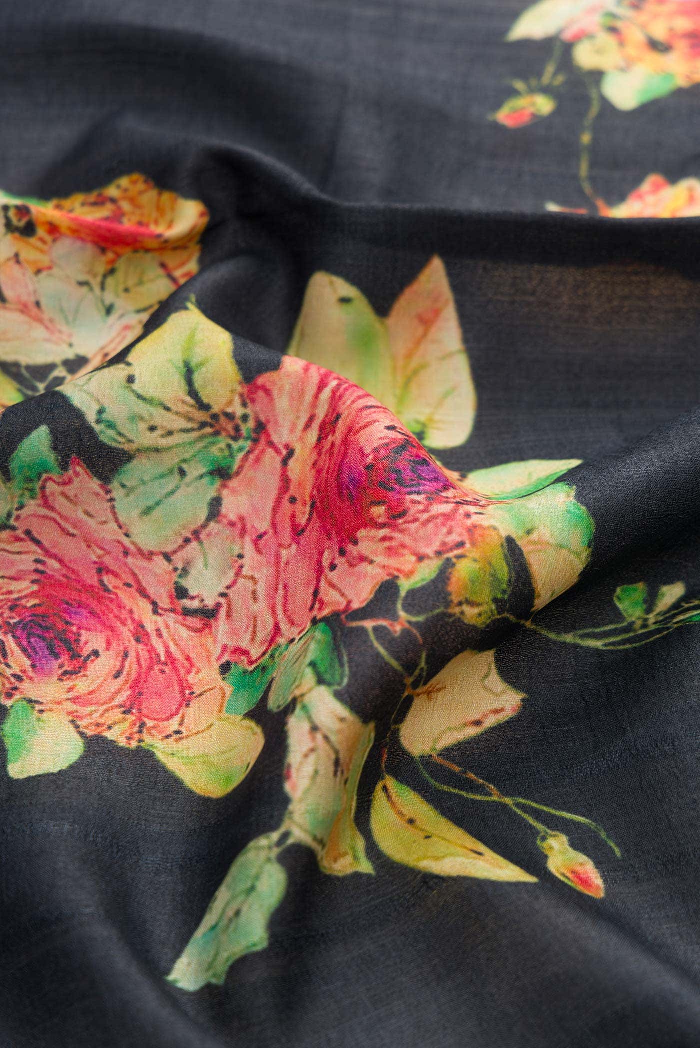 Black Tussar Silk Saree