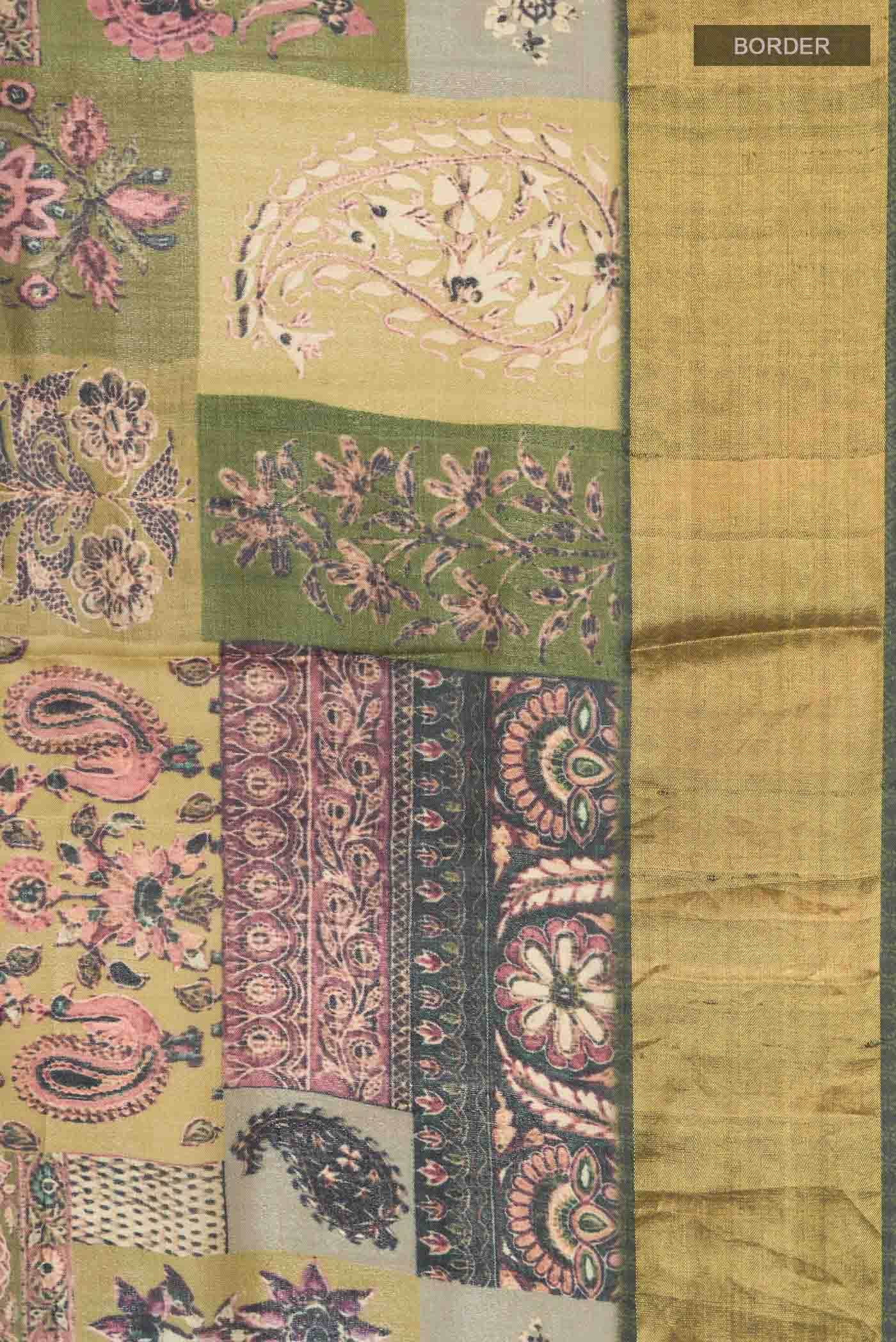 Grey Tussar Silk Saree