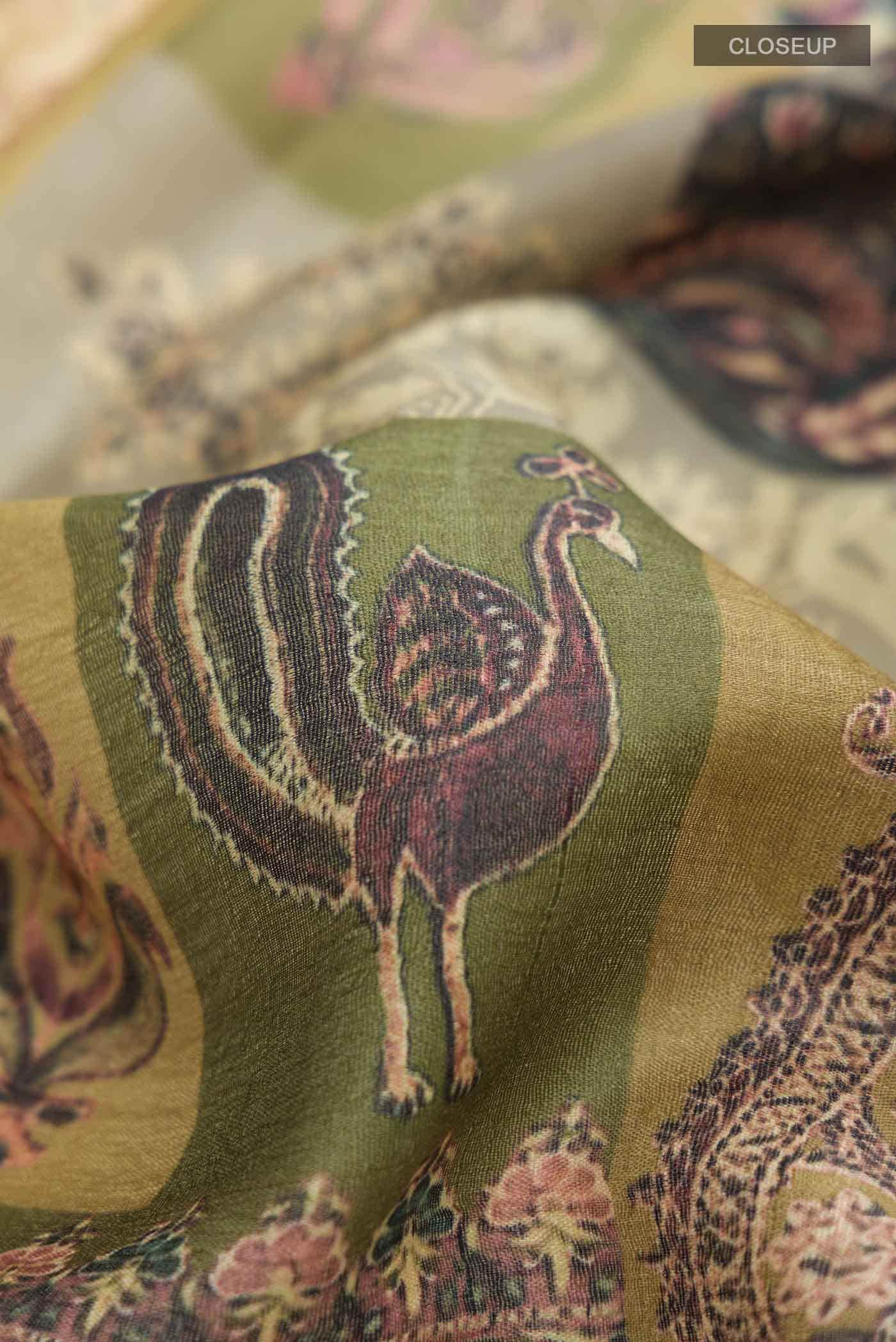 Grey Tussar Silk Saree