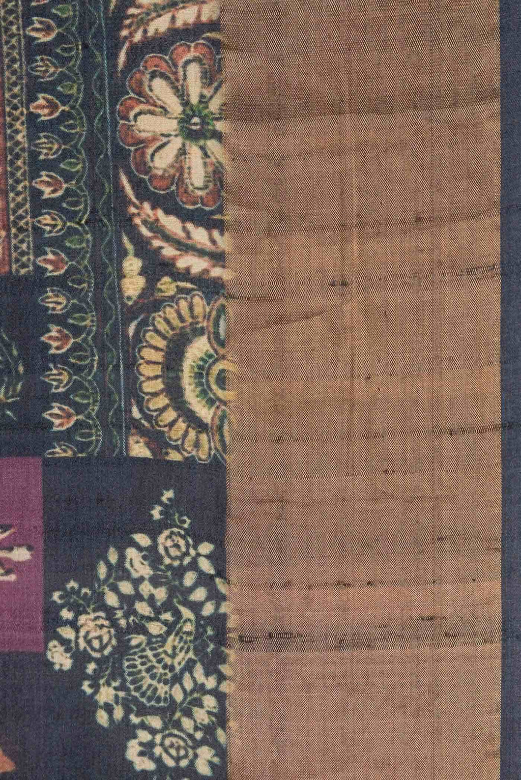 Navy Blue Dual Tone Tussar Silk Saree