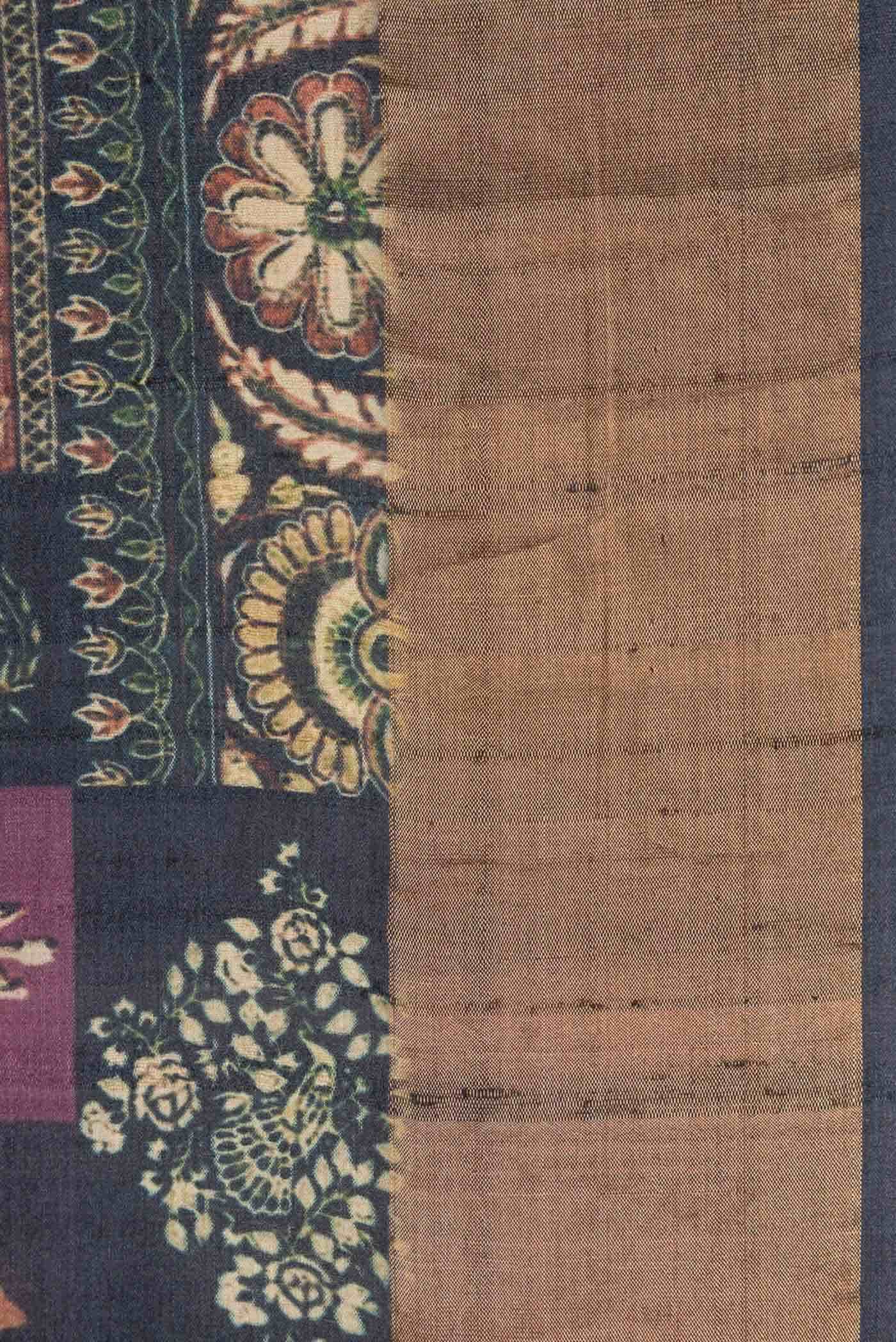 Navy Blue Dual Tone Tussar Silk Saree