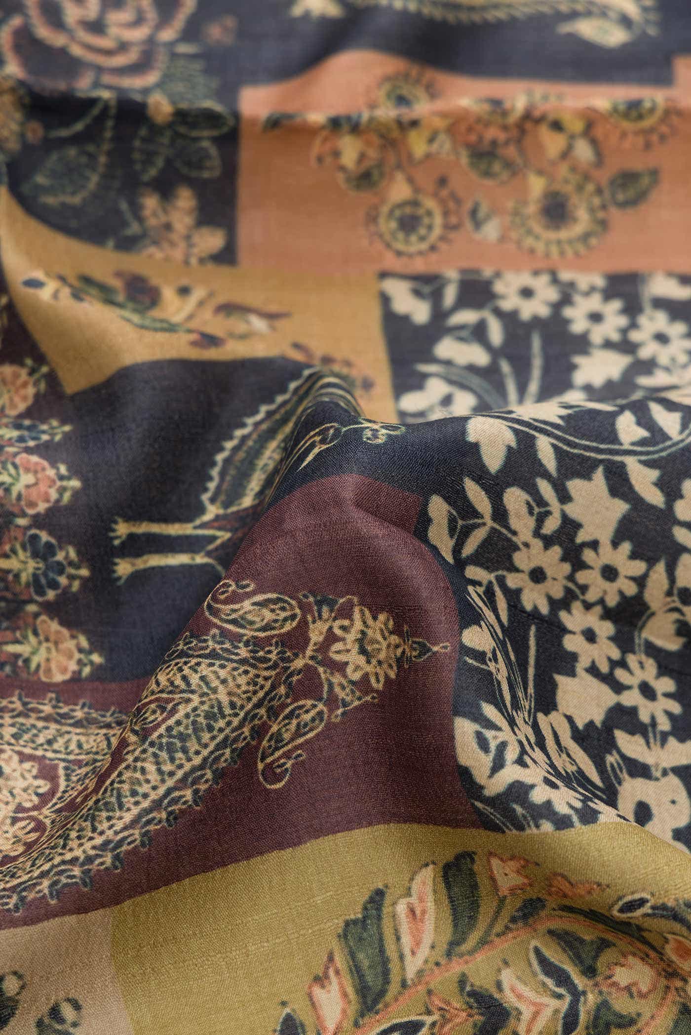 Navy Blue Dual Tone Tussar Silk Saree