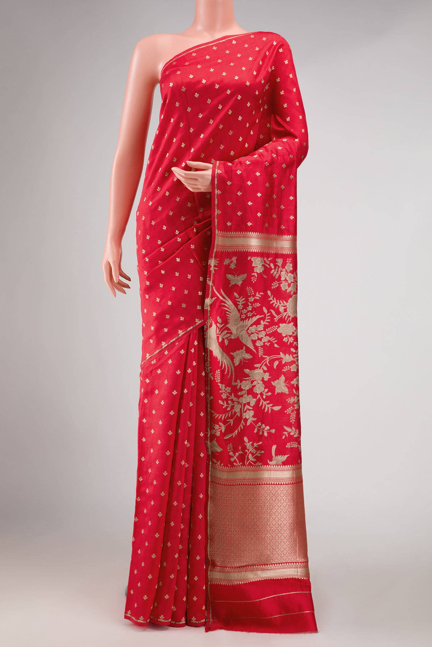 Red Tussar Silk Saree