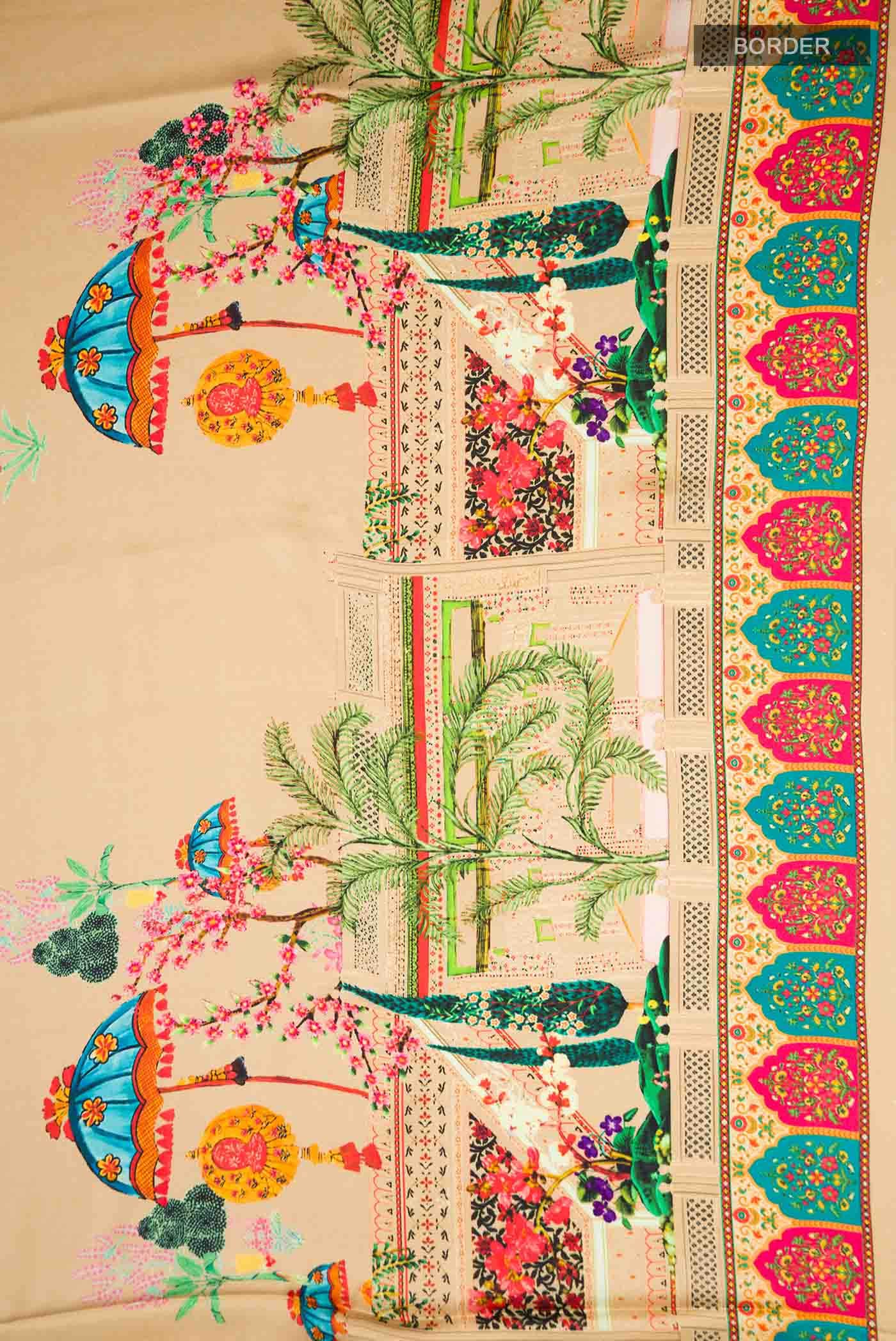 Beige Satin Silk Saree