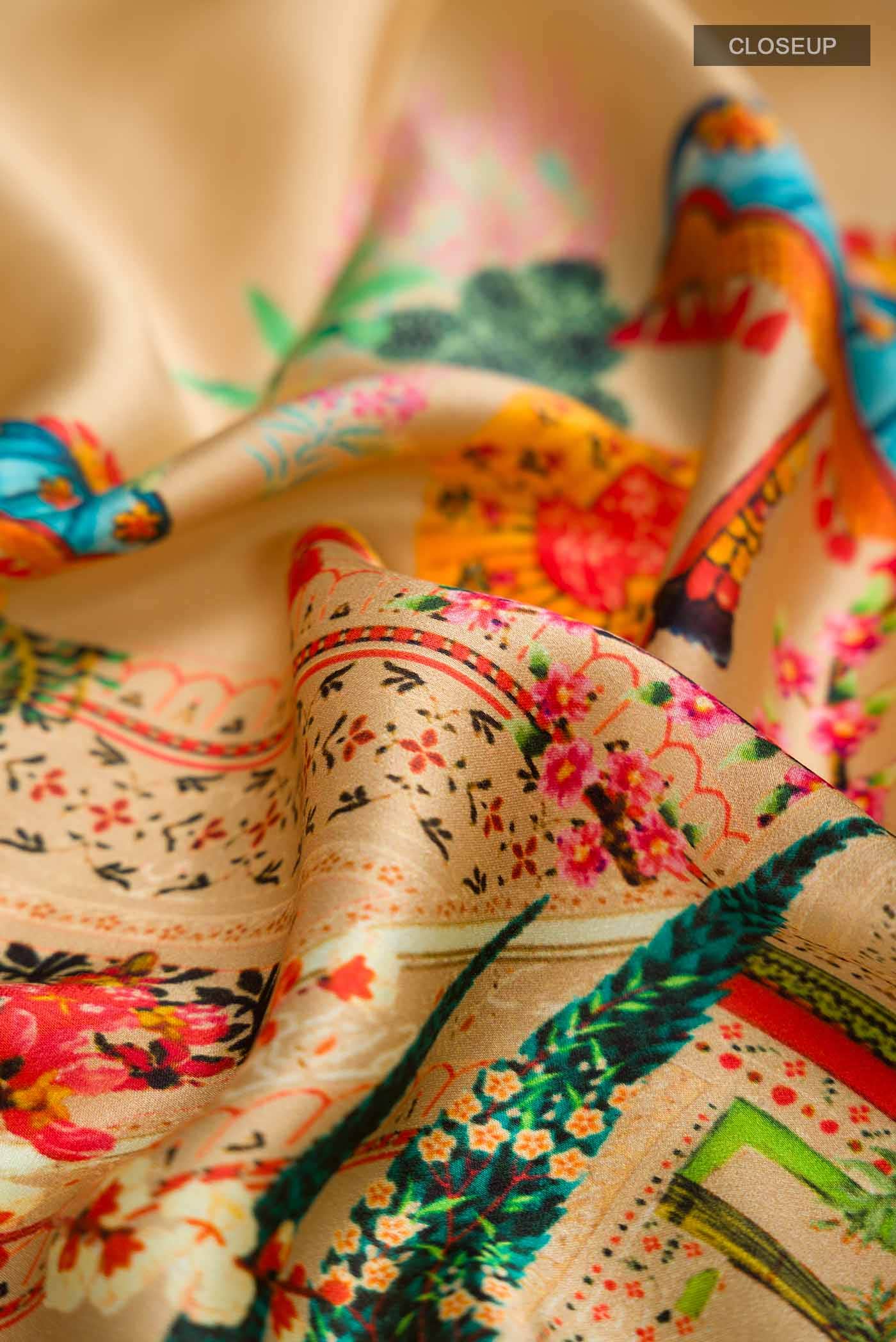 Beige Satin Silk Saree
