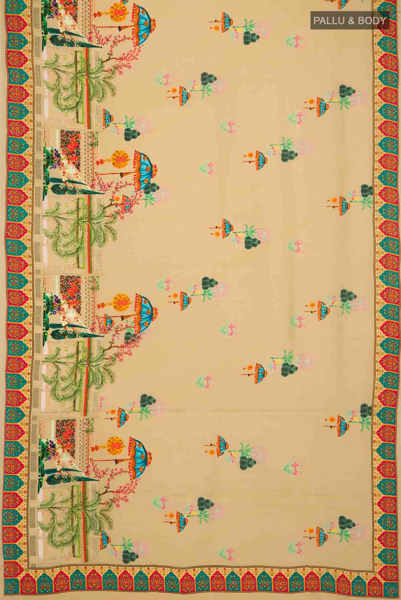 Beige Satin Silk Saree