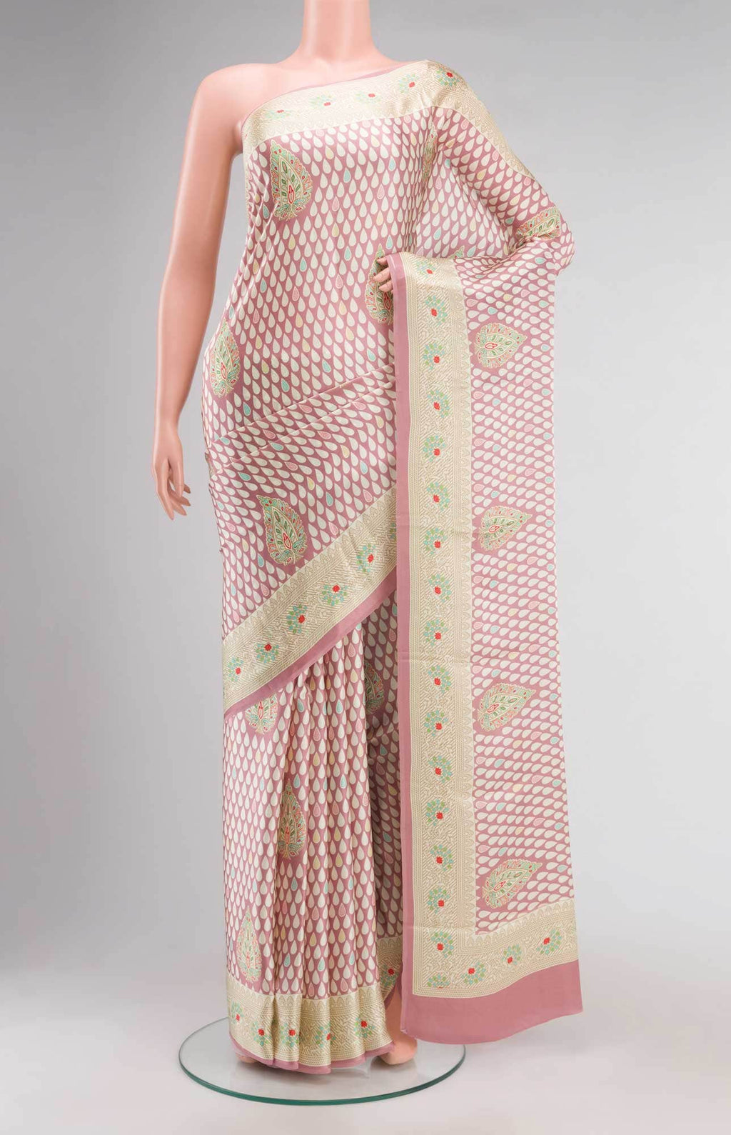 Mauve Satin Crepe Saree