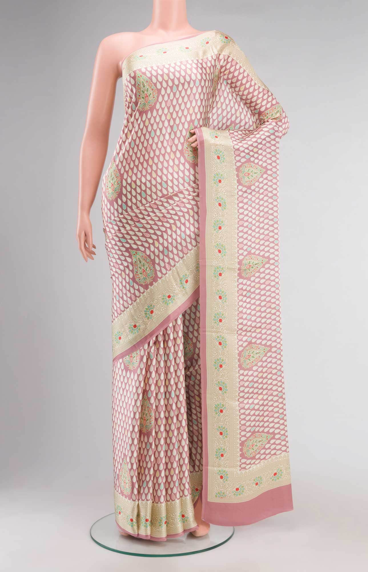 Mauve Satin Crepe Saree