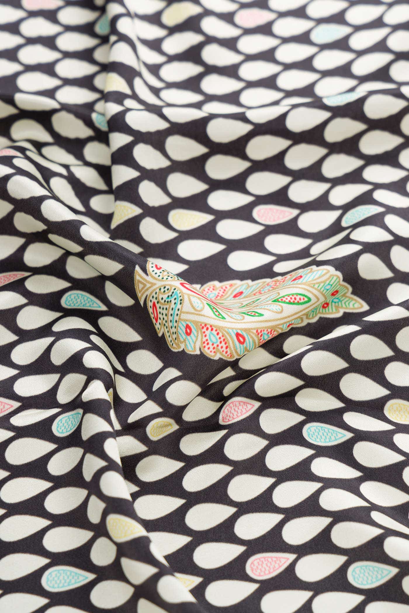 Black Mysore Crepe Saree