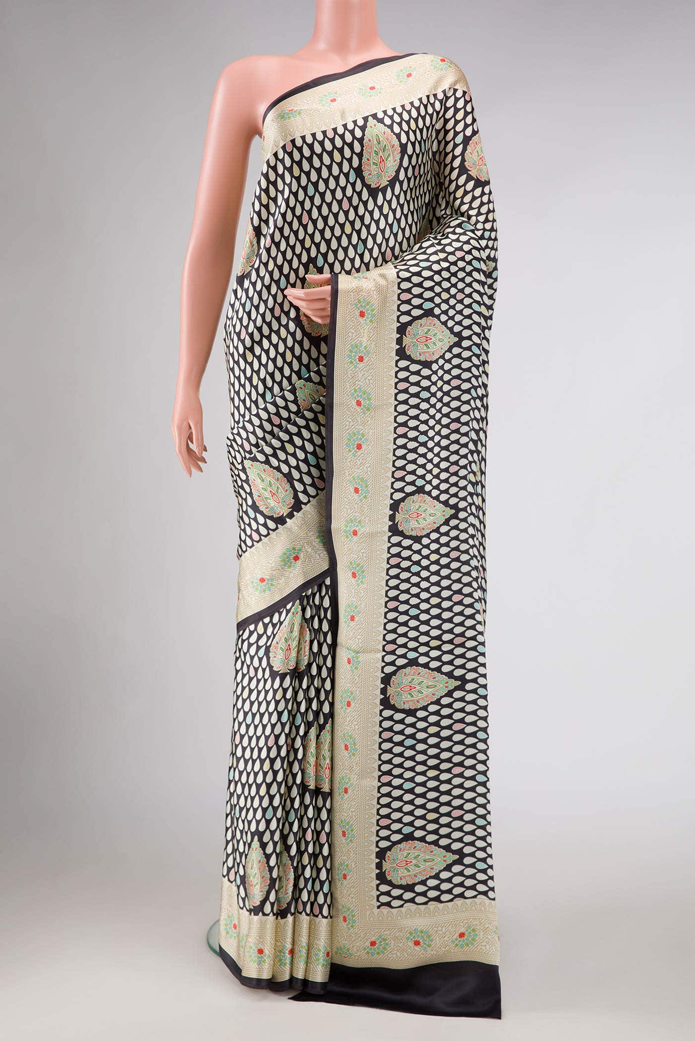 Black Mysore Crepe Saree
