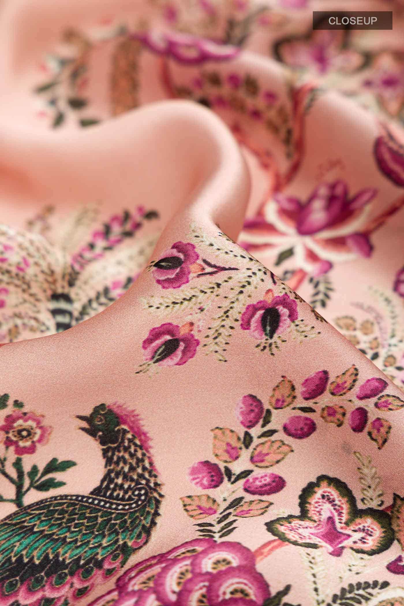 Rose Gold Satin Silk Saree