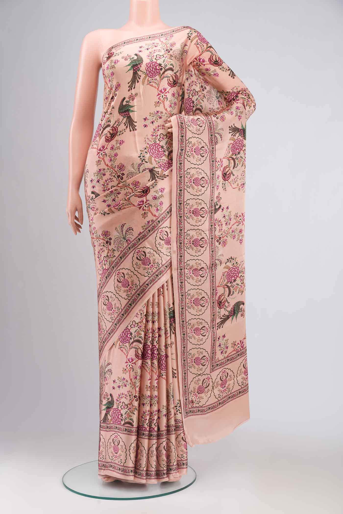 Rose Gold Satin Silk Saree