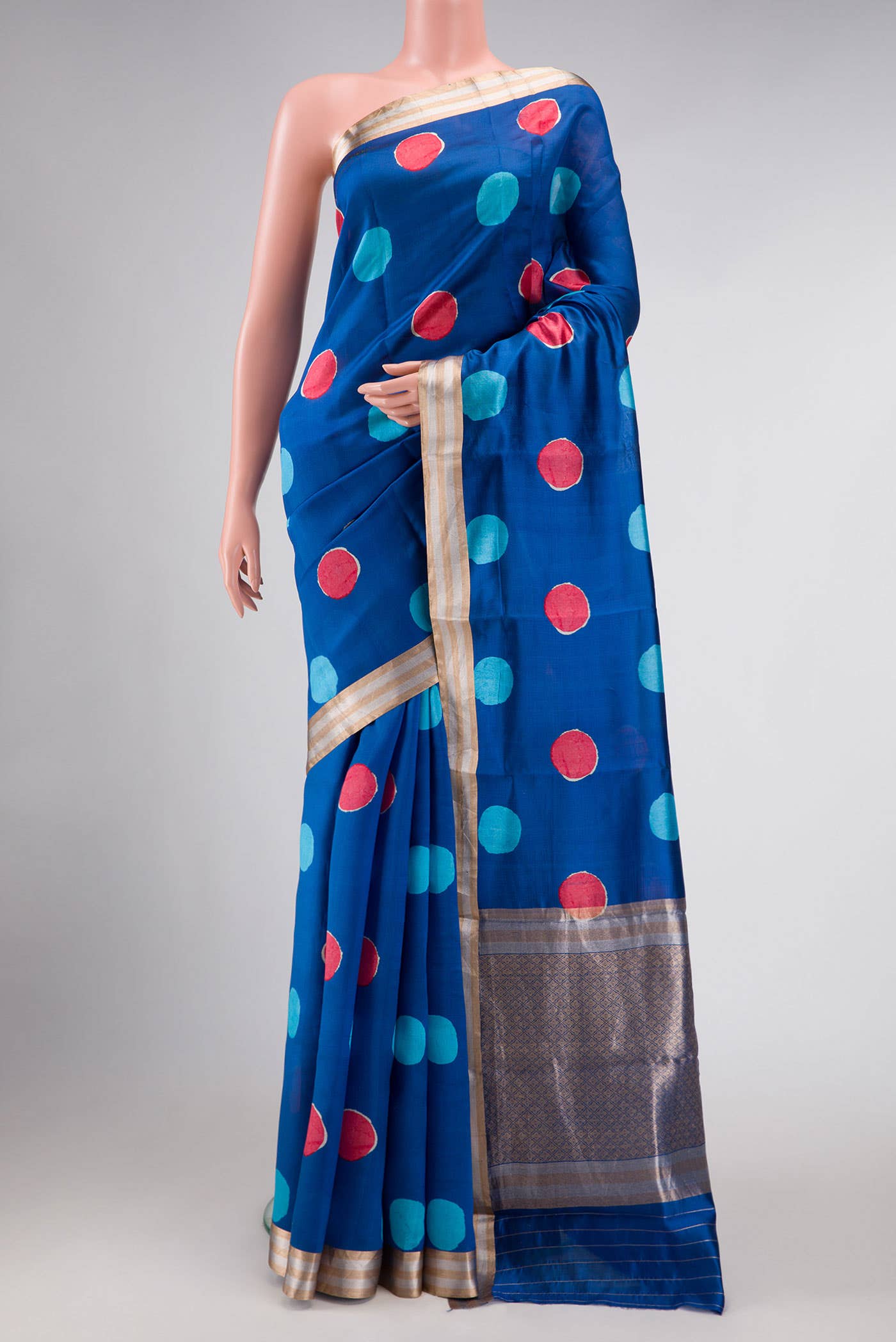 Blue Tussar Silk Saree