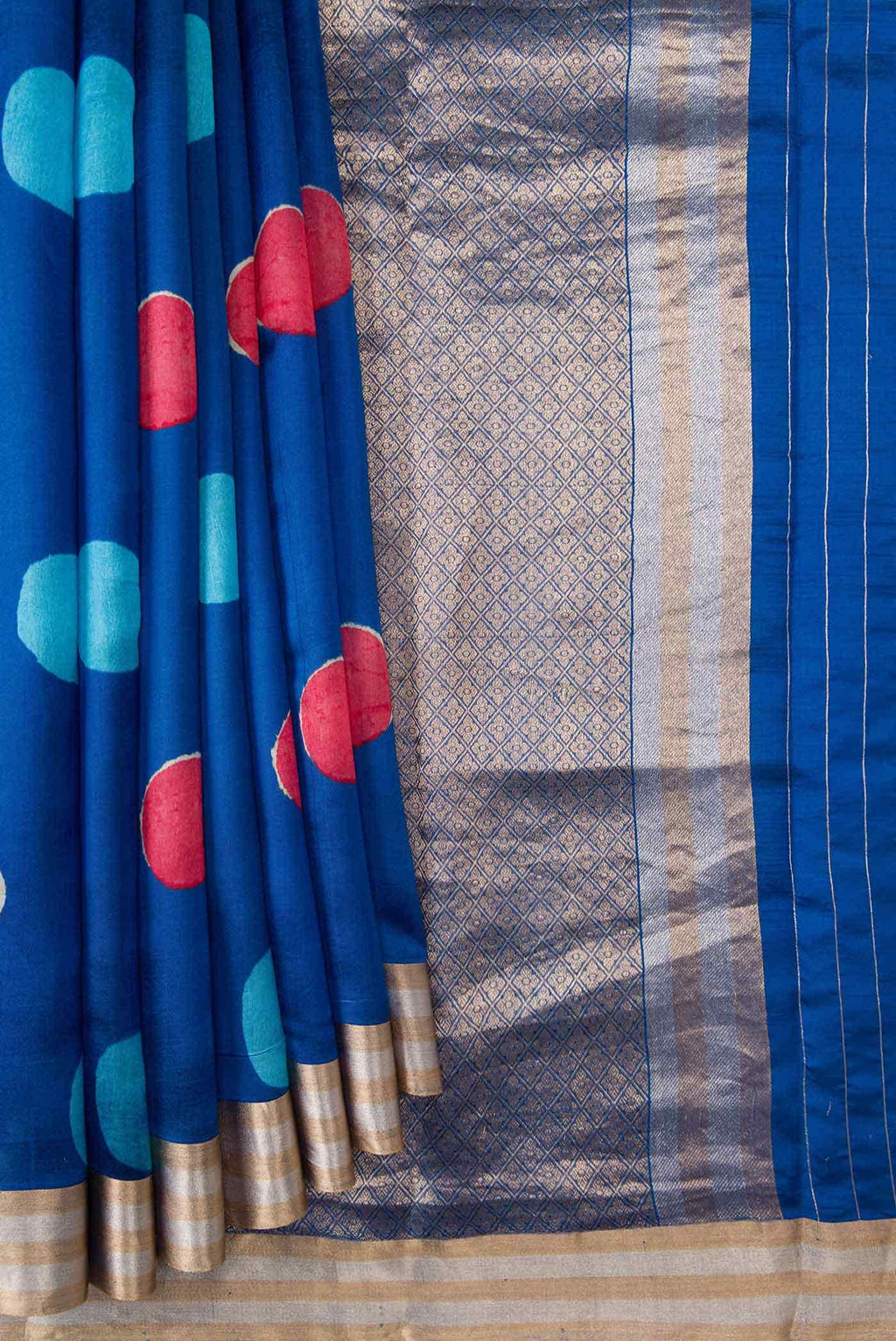 Blue Tussar Silk Saree