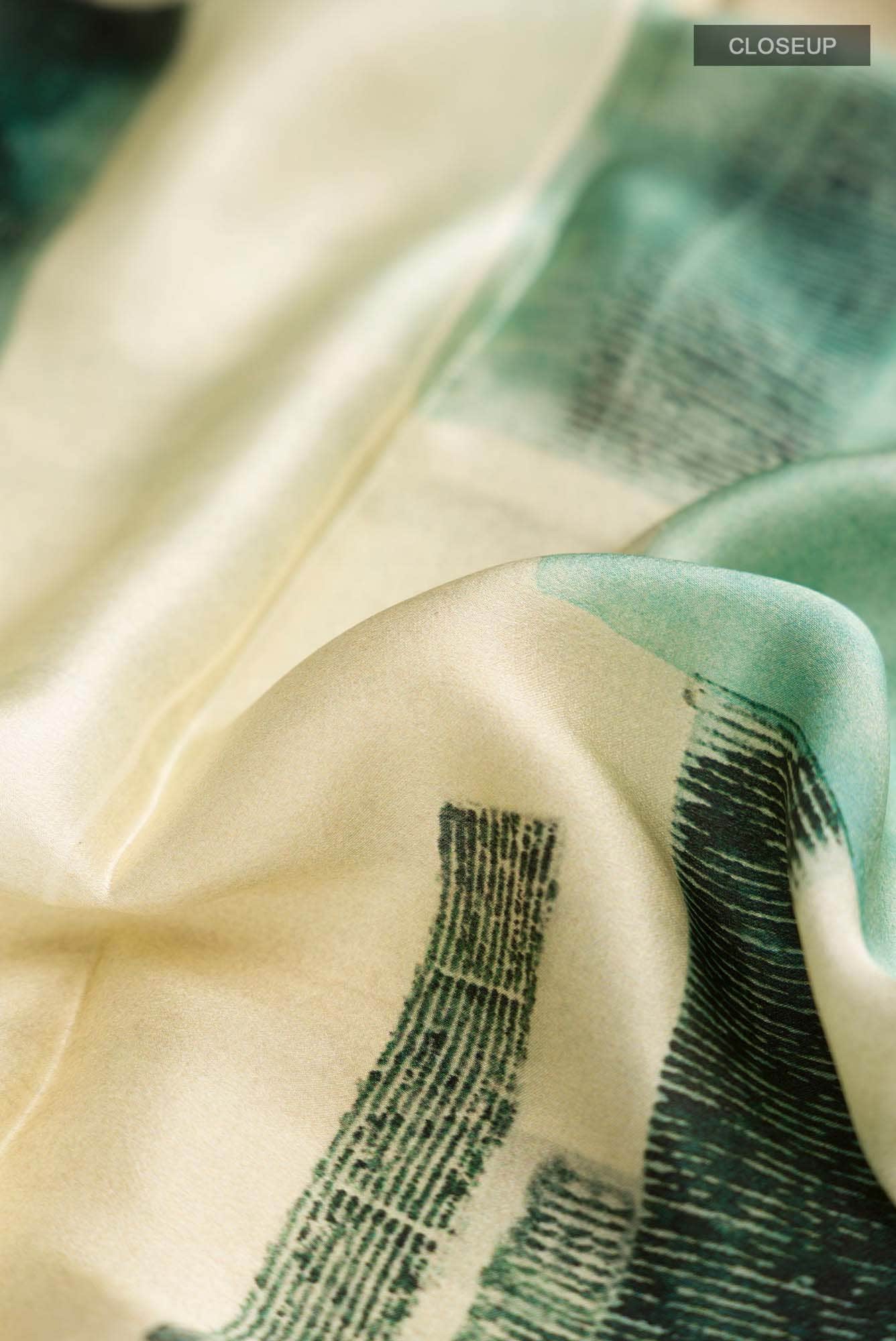 Green Satin Crepe Saree