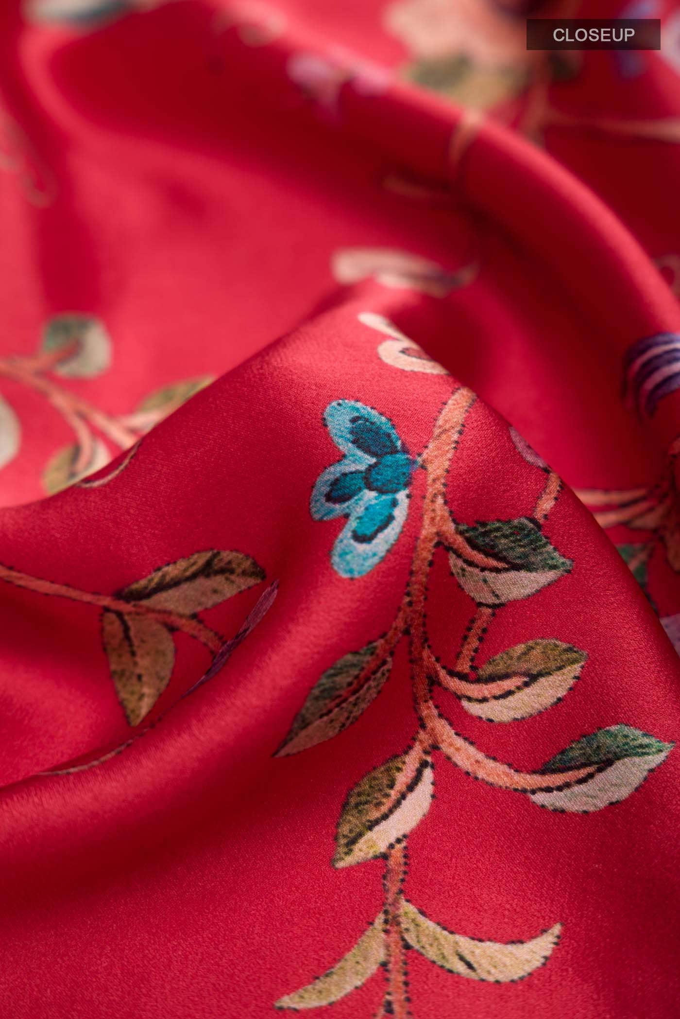 Red Satin Silk Saree