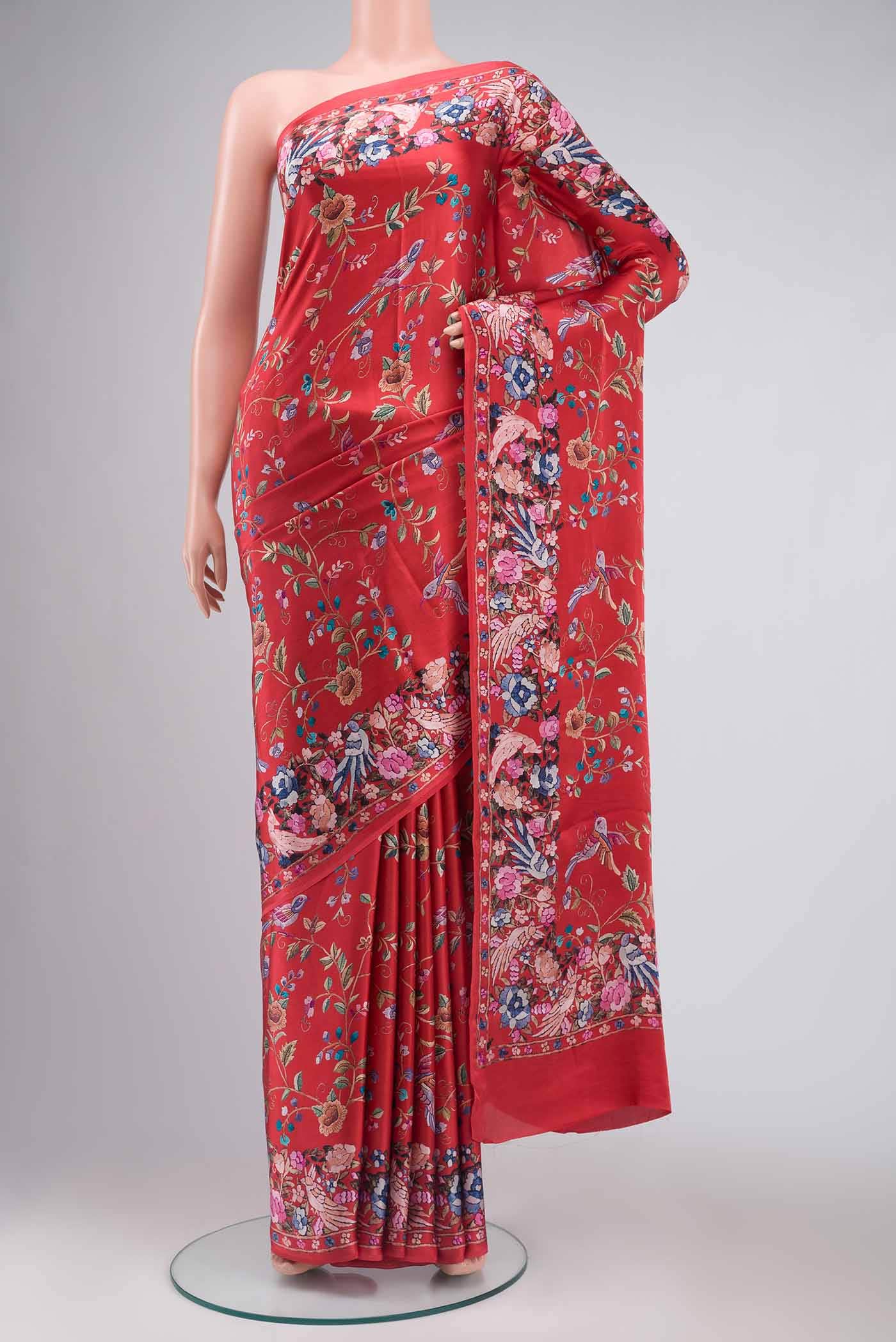 Red Satin Silk Saree
