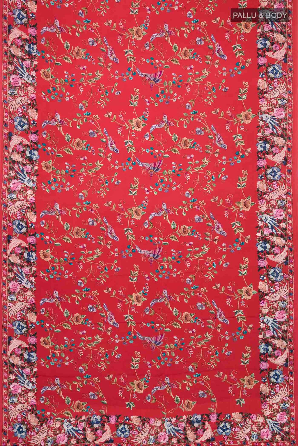 Red Satin Silk Saree