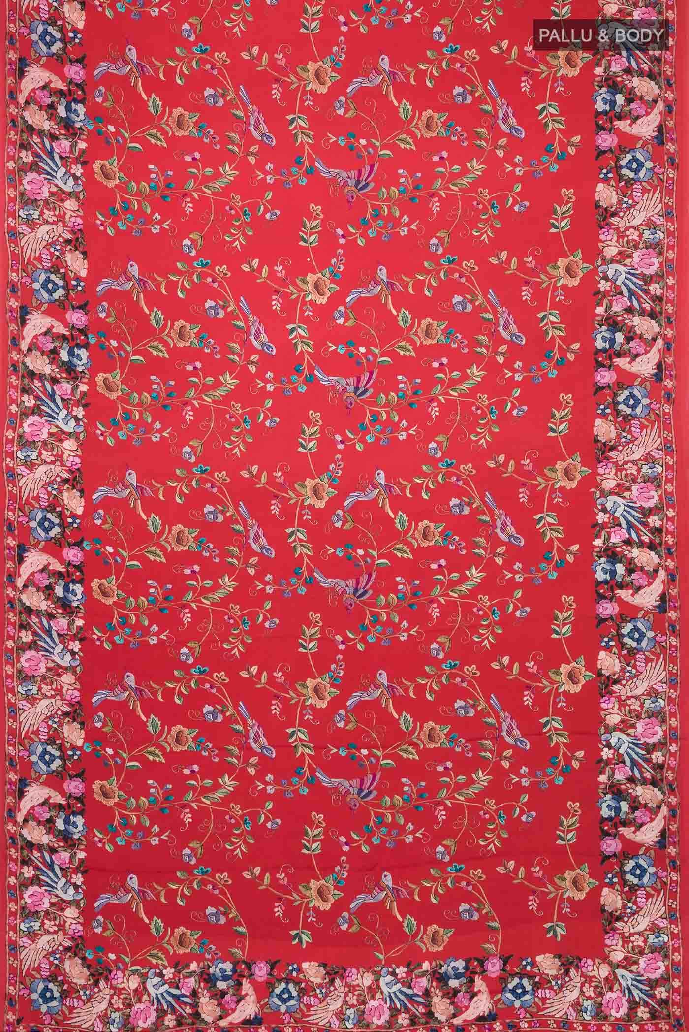 Red Satin Silk Saree
