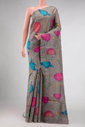 Grey Tussar Silk Saree