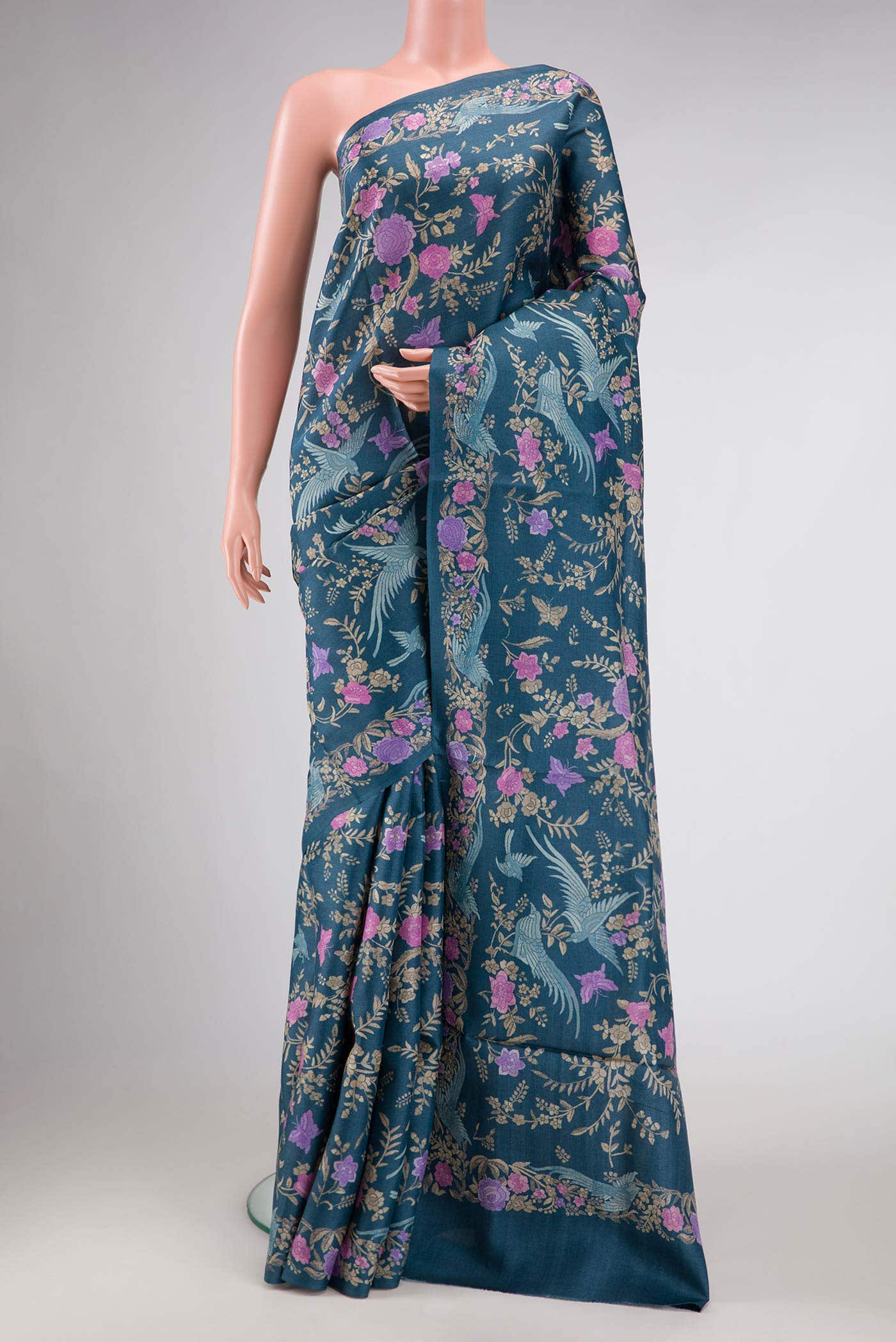 Maya Blue Tussar Silk Saree
