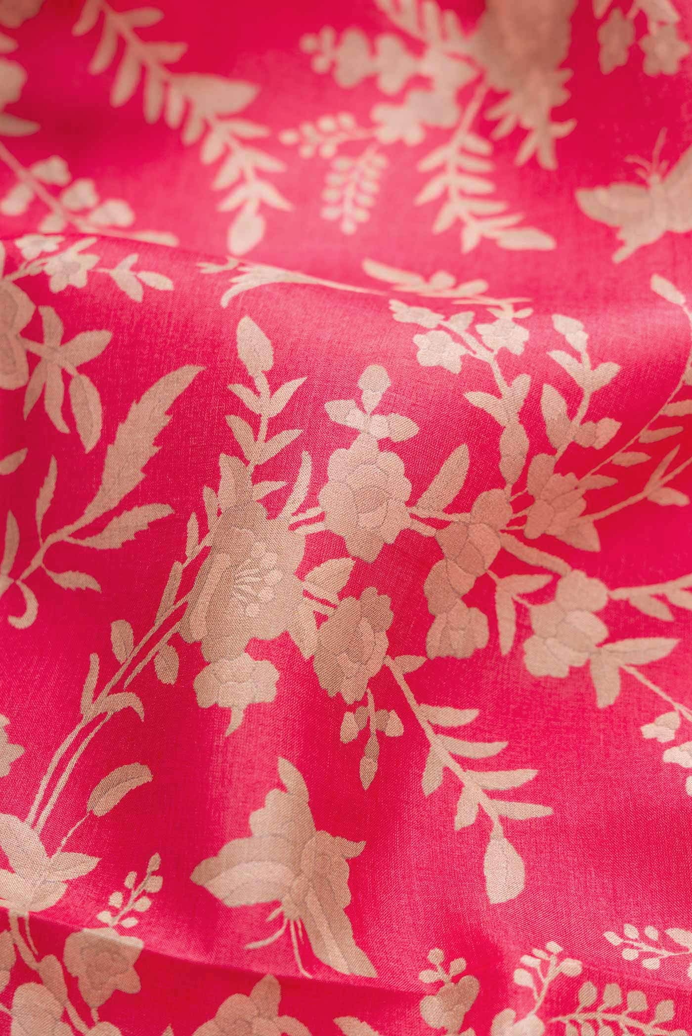 Pink Tussar Silk Saree