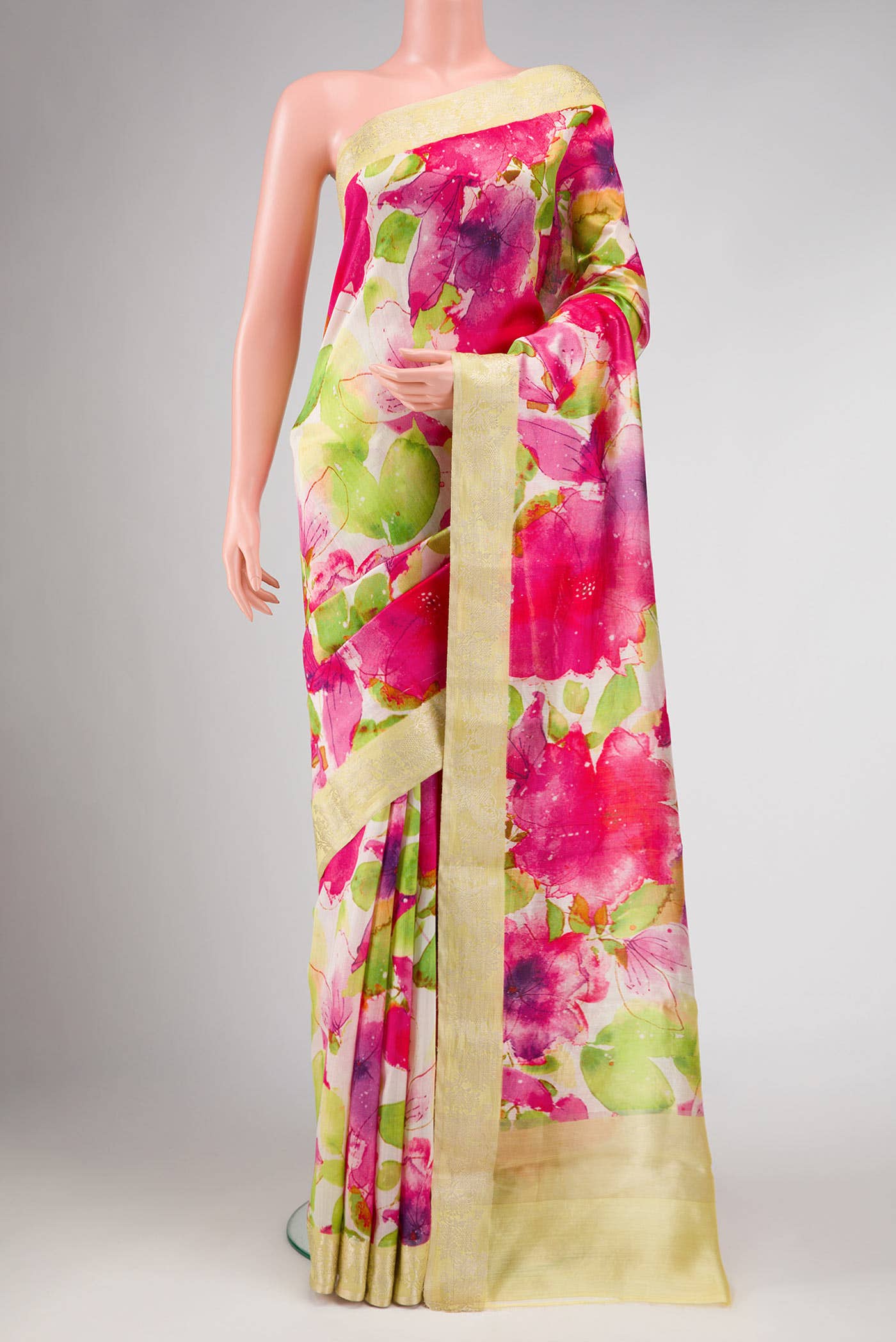 Pink Dual Tone Tussar Silk Saree