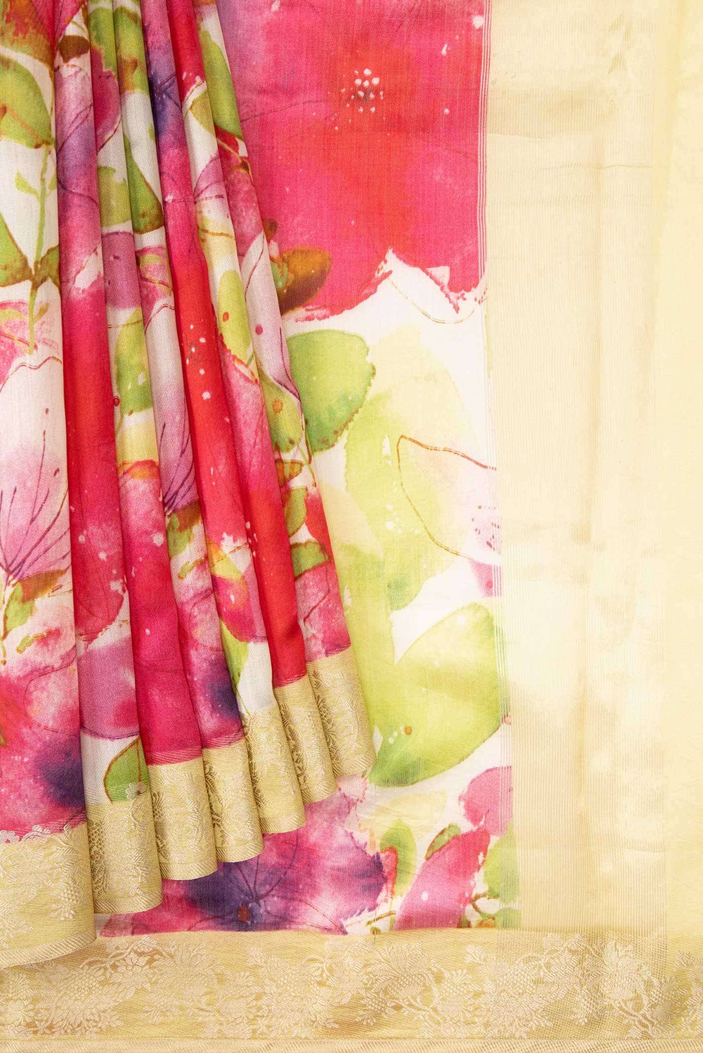 Pink Dual Tone Tussar Silk Saree