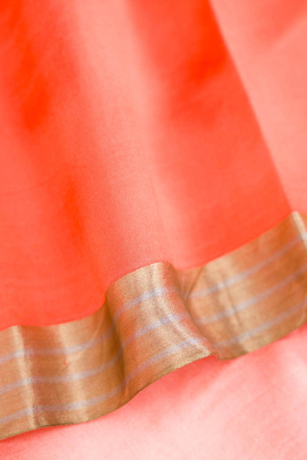 Orange Dual Tone Kanjivaram Silk Saree