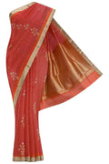 Orange Dual Tone Kanjivaram Silk Saree