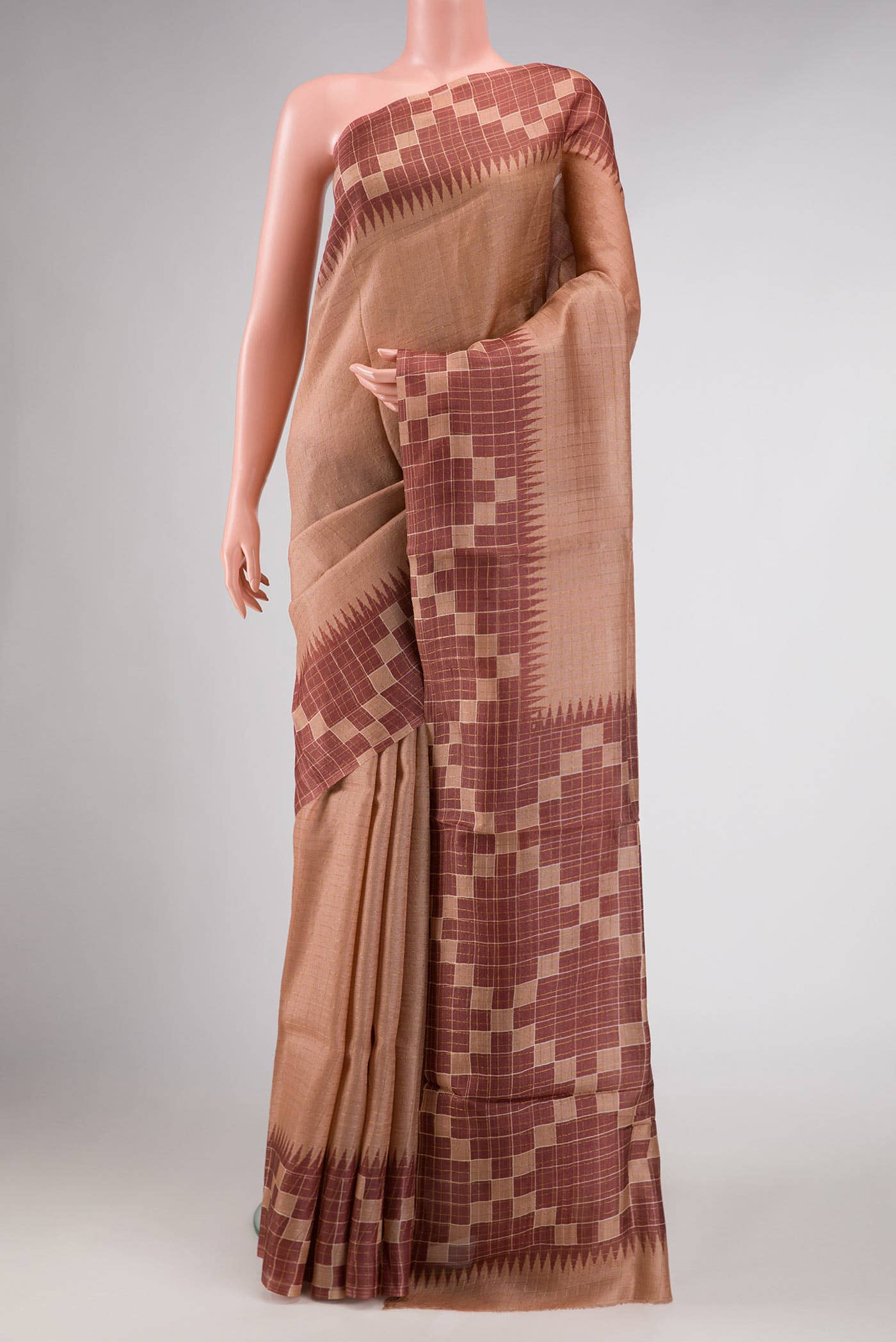 Bronze Dual Tone Tussar Silk Saree