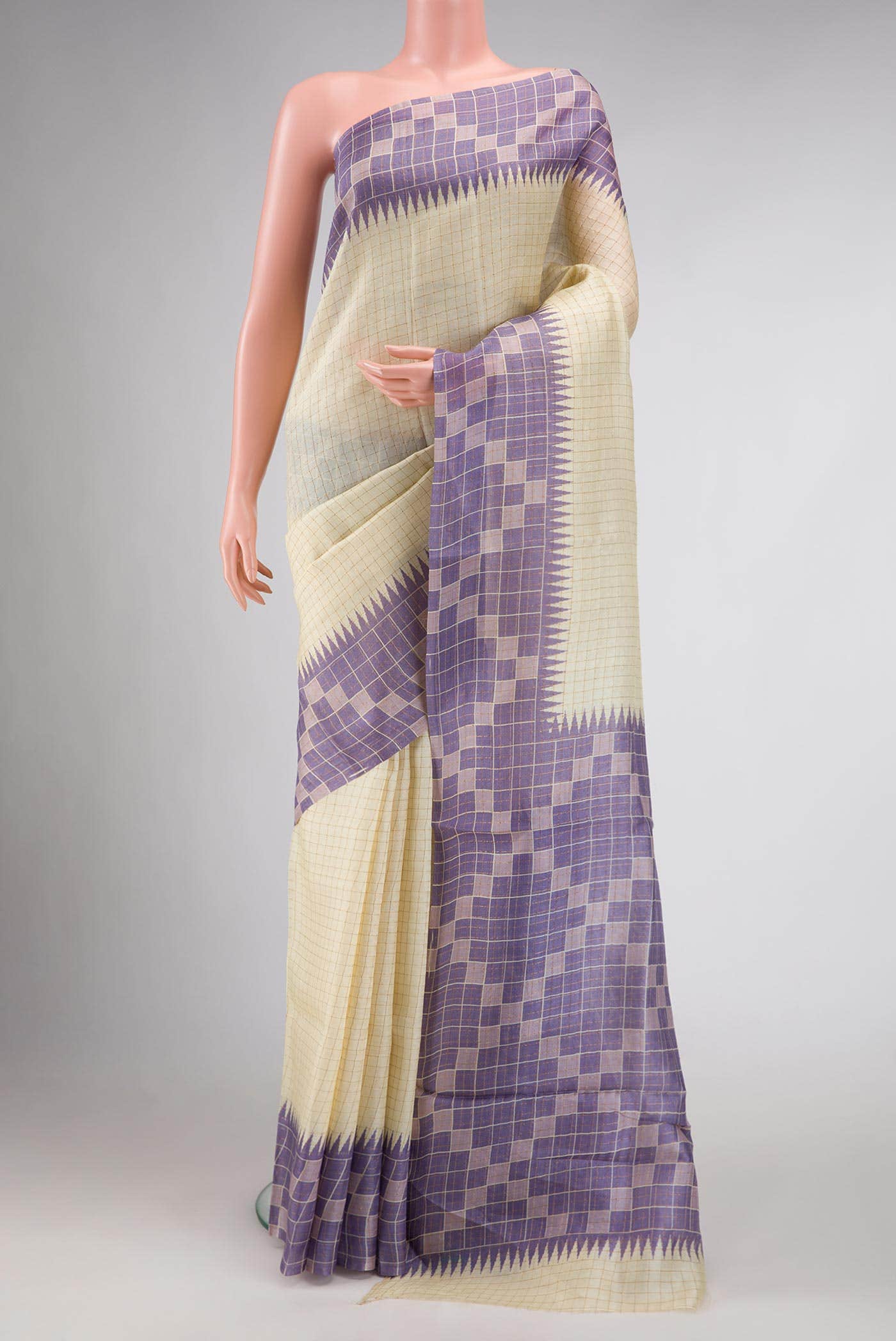 Off White Tussar Silk Saree
