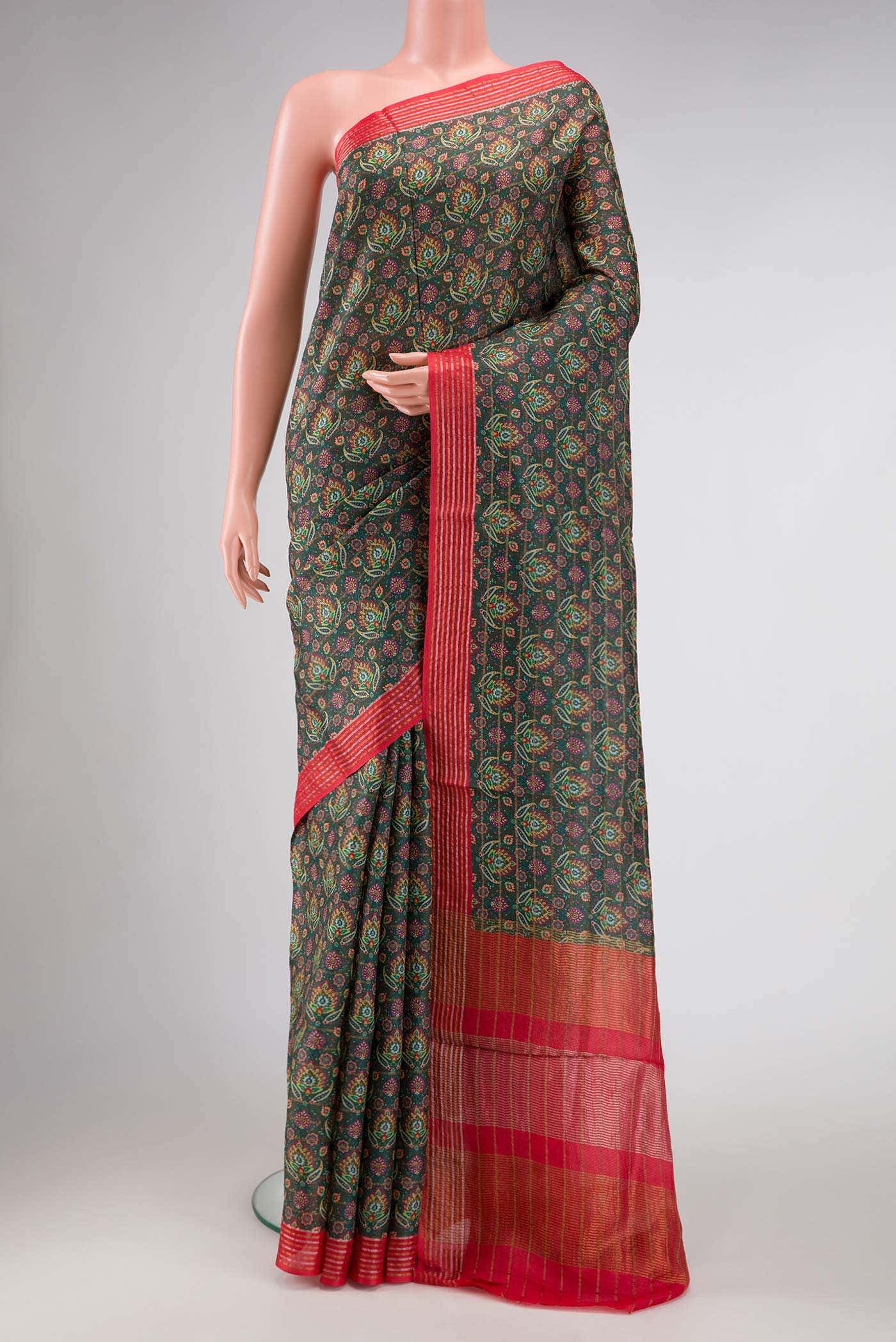 Green Tussar Silk Saree