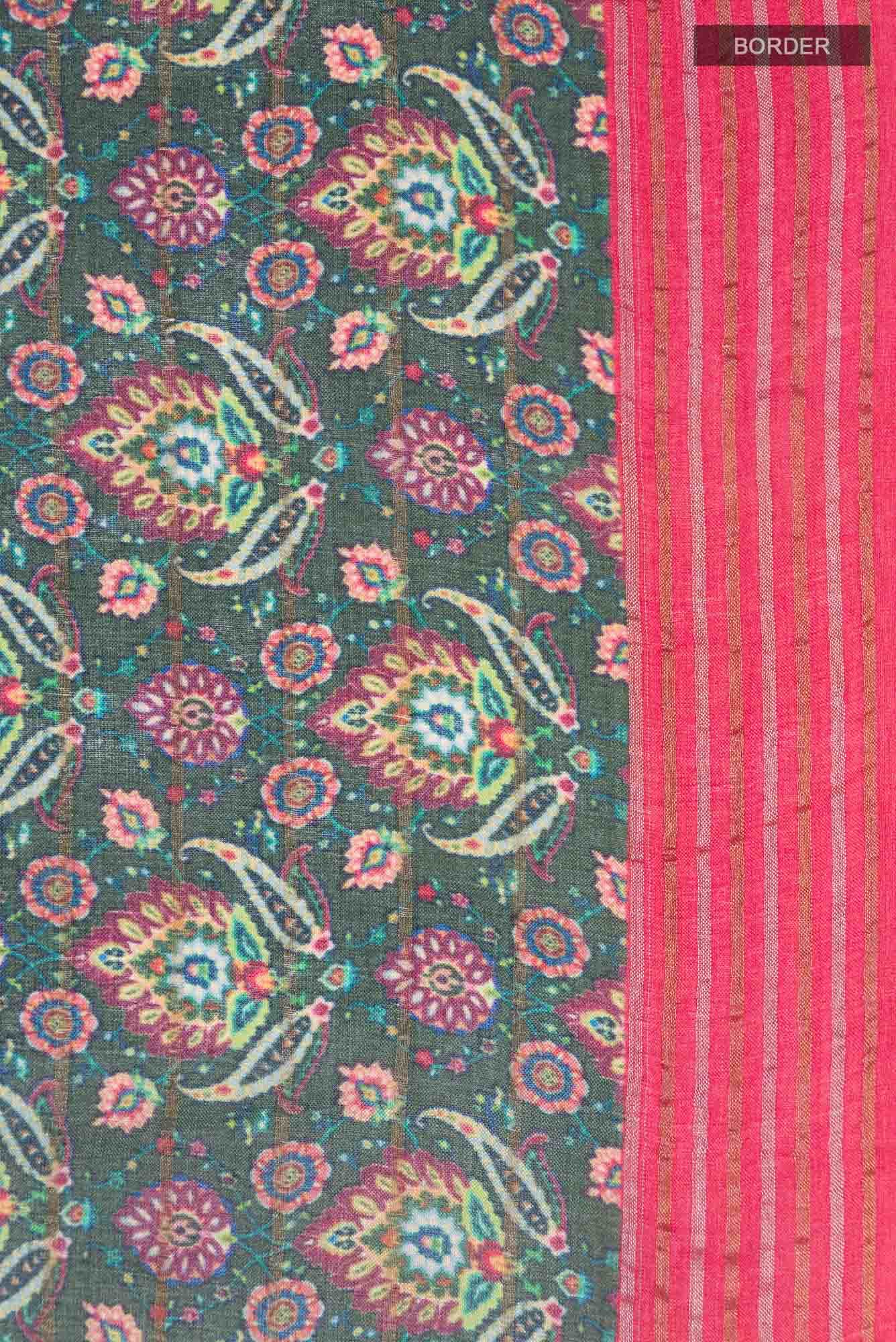 Green Tussar Silk Saree