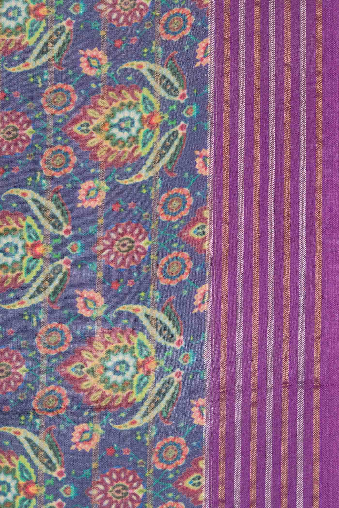 Blue Tussar Silk Saree