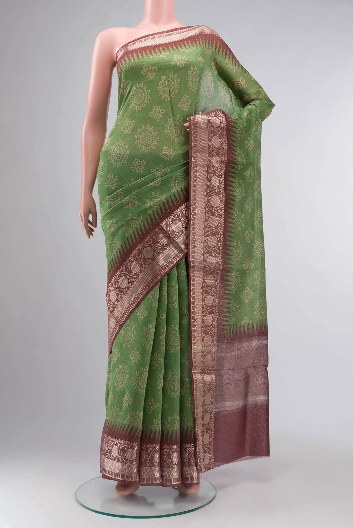 Green Tussar Silk Saree