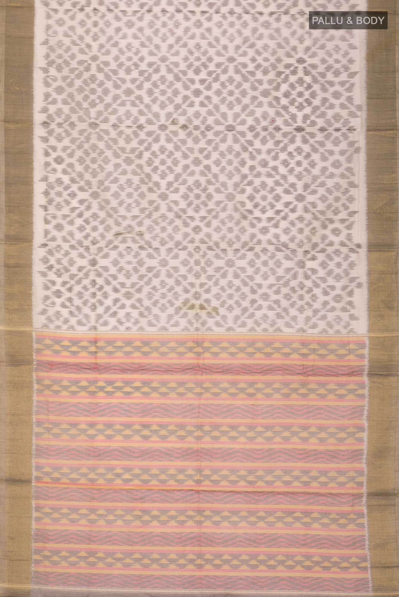 Beige Silk Cotton Saree