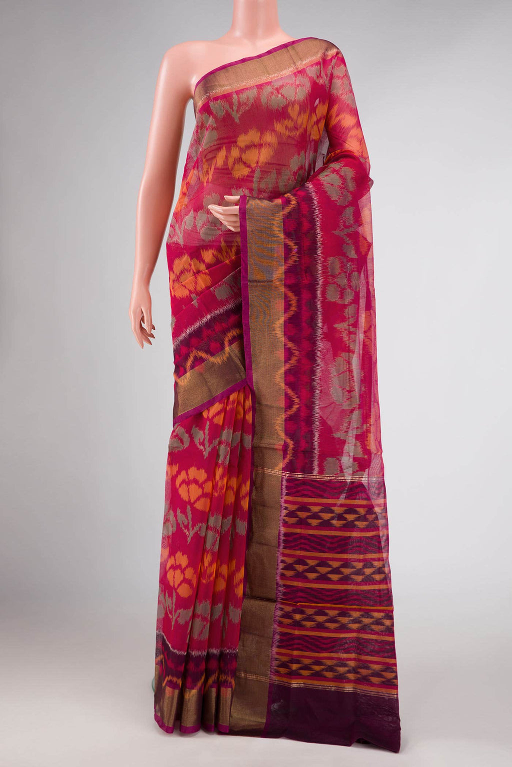 Maroon Silk Cotton Saree