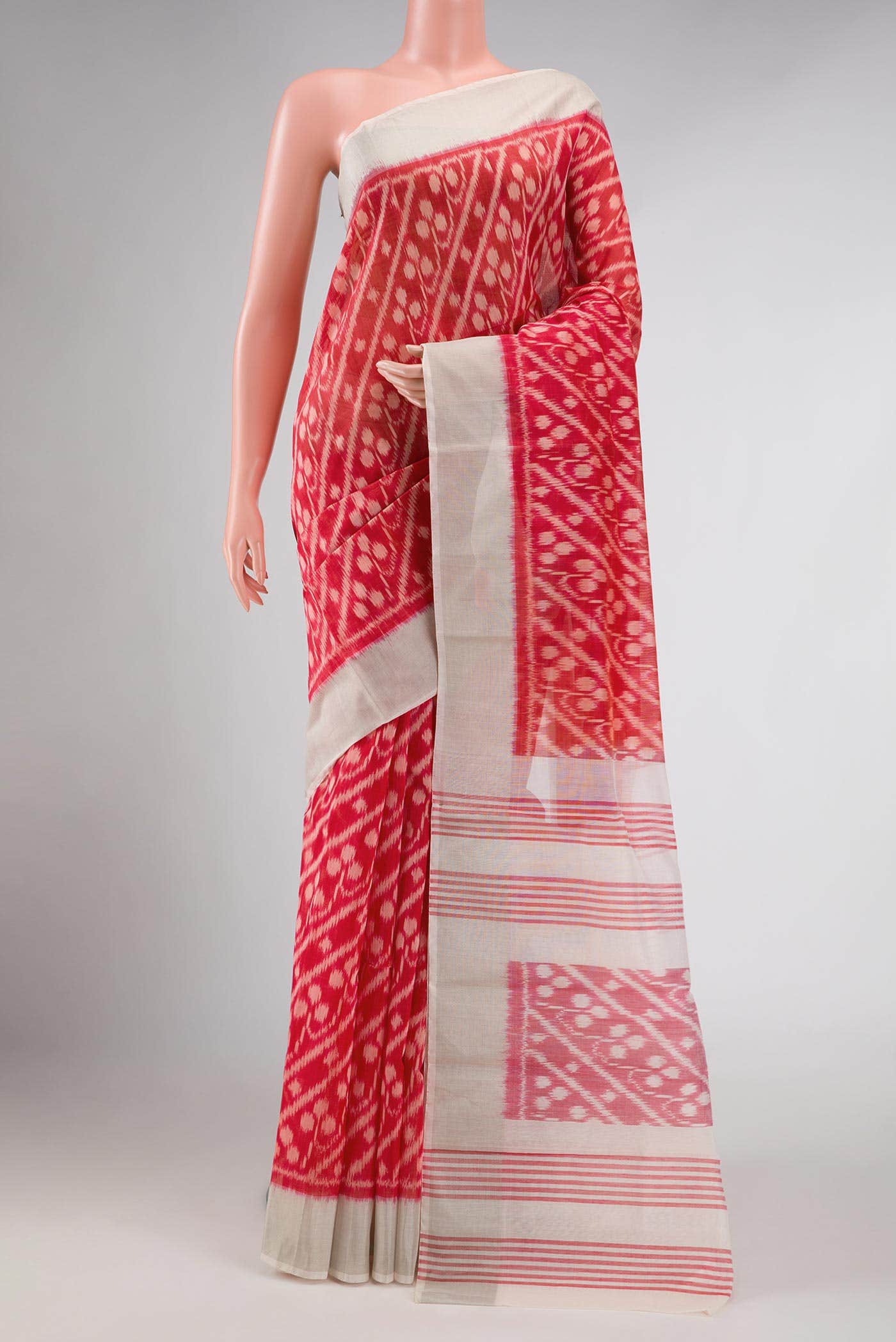 Red Dual Tone Silk Cotton Saree