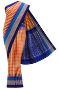 Mustard and Red Dual Tone Double Ikat Saree