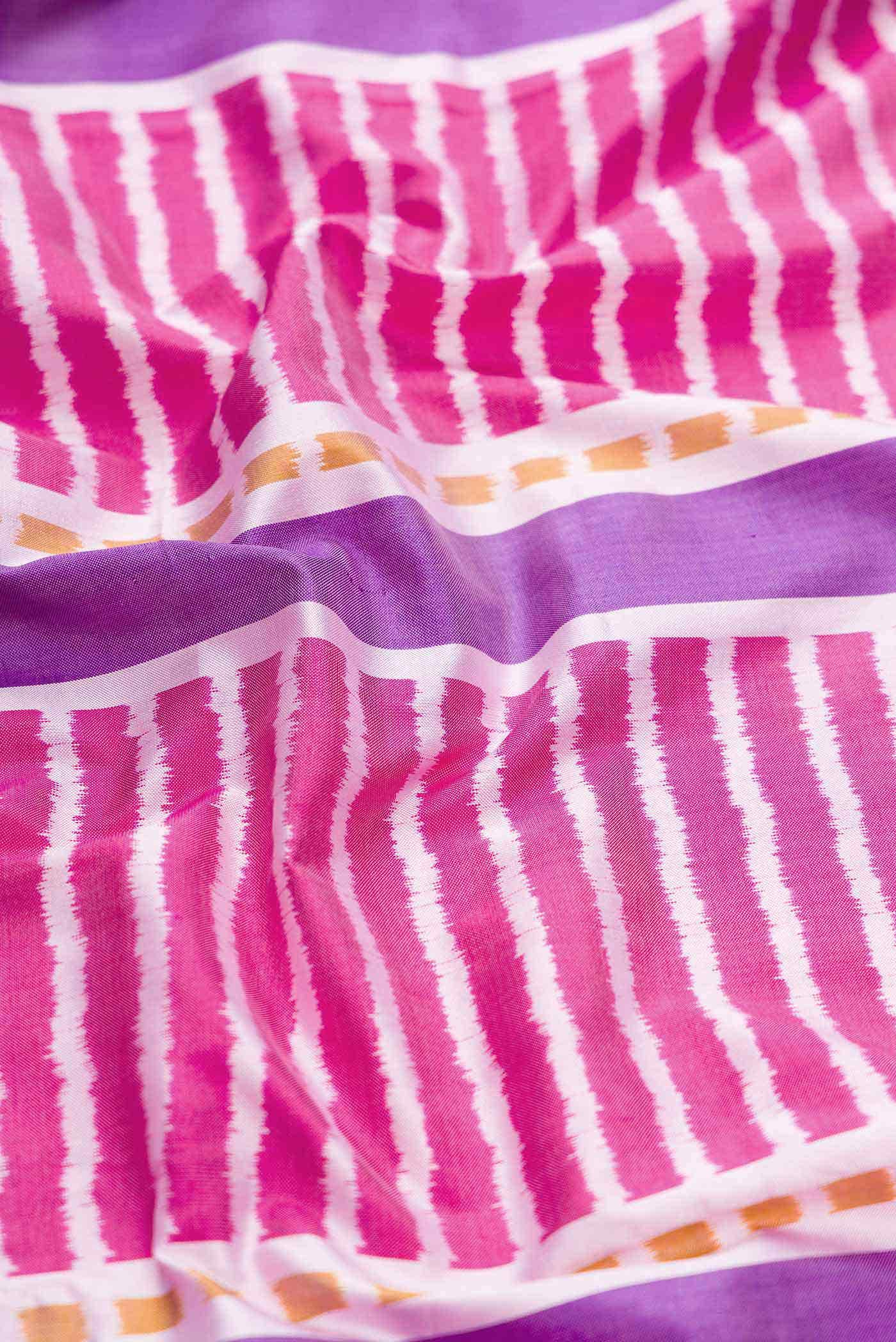 Pink and Lavender Dual Tone Double Ikat Saree