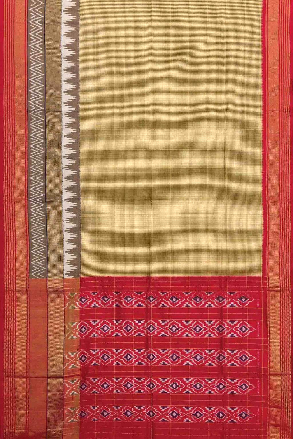 Mehandi Green Dual Tone Double Ikat Saree