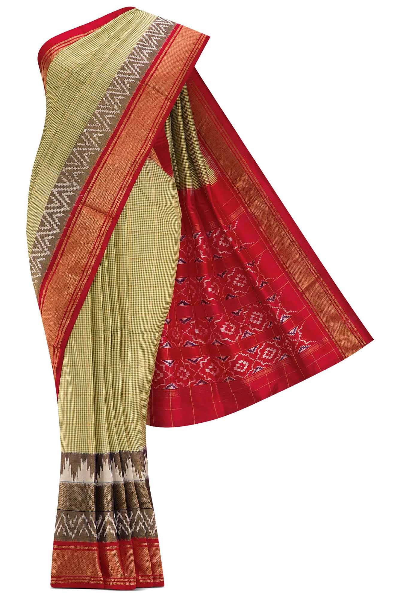 Green Dual Tone Double Ikat Saree