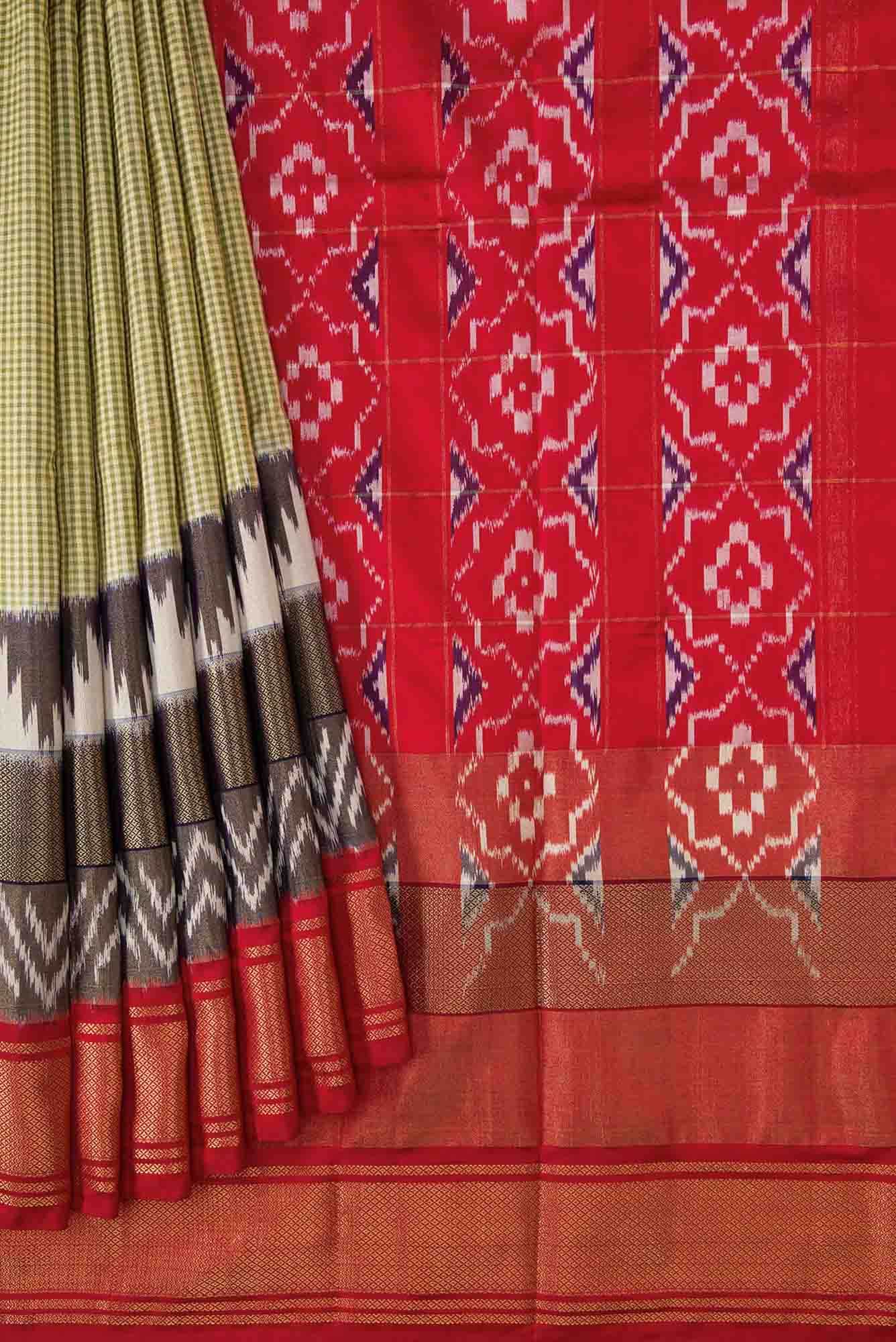 Green Dual Tone Double Ikat Saree