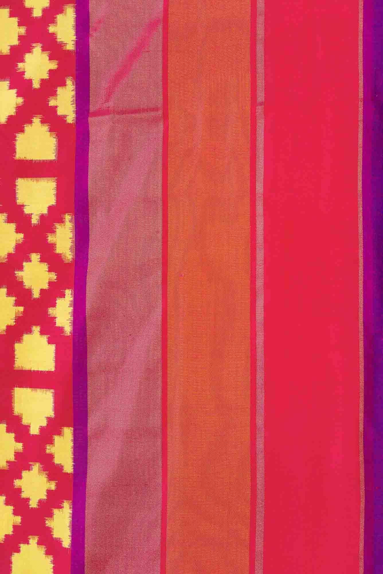 Yellow Dual Tone Double Ikat Saree