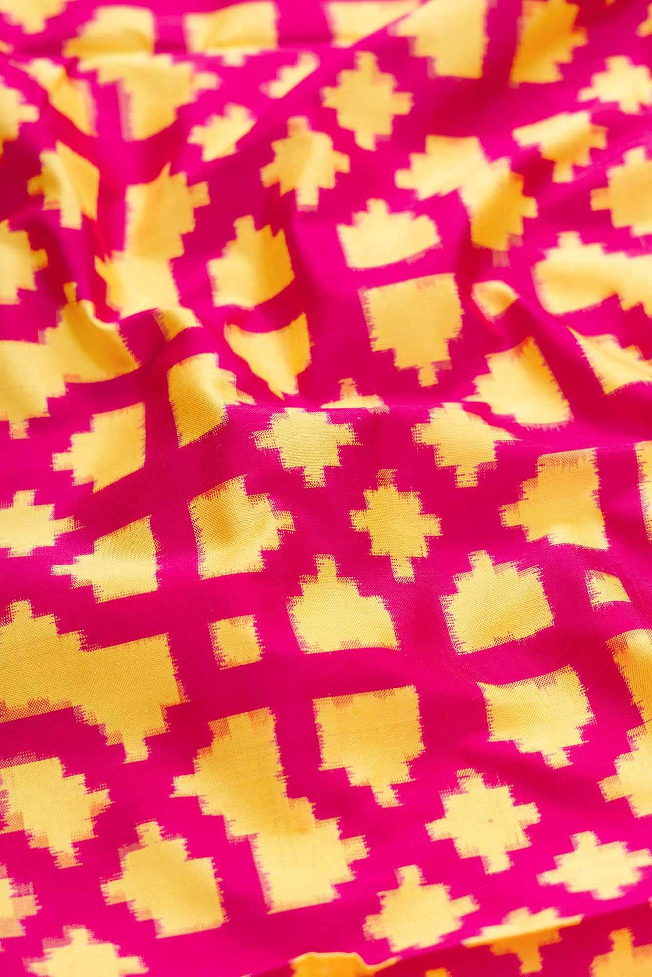 Yellow Dual Tone Double Ikat Saree