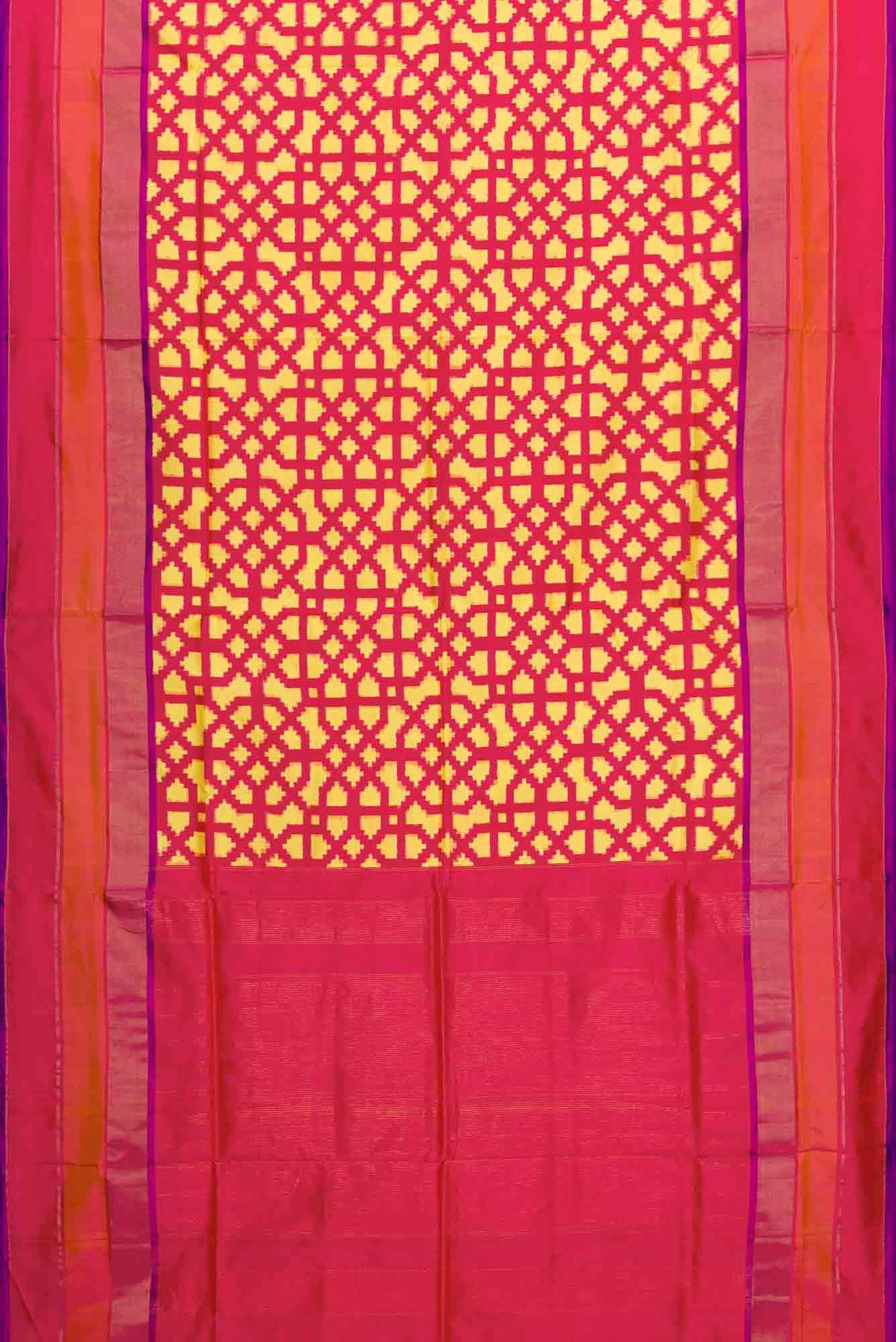 Yellow Dual Tone Double Ikat Saree