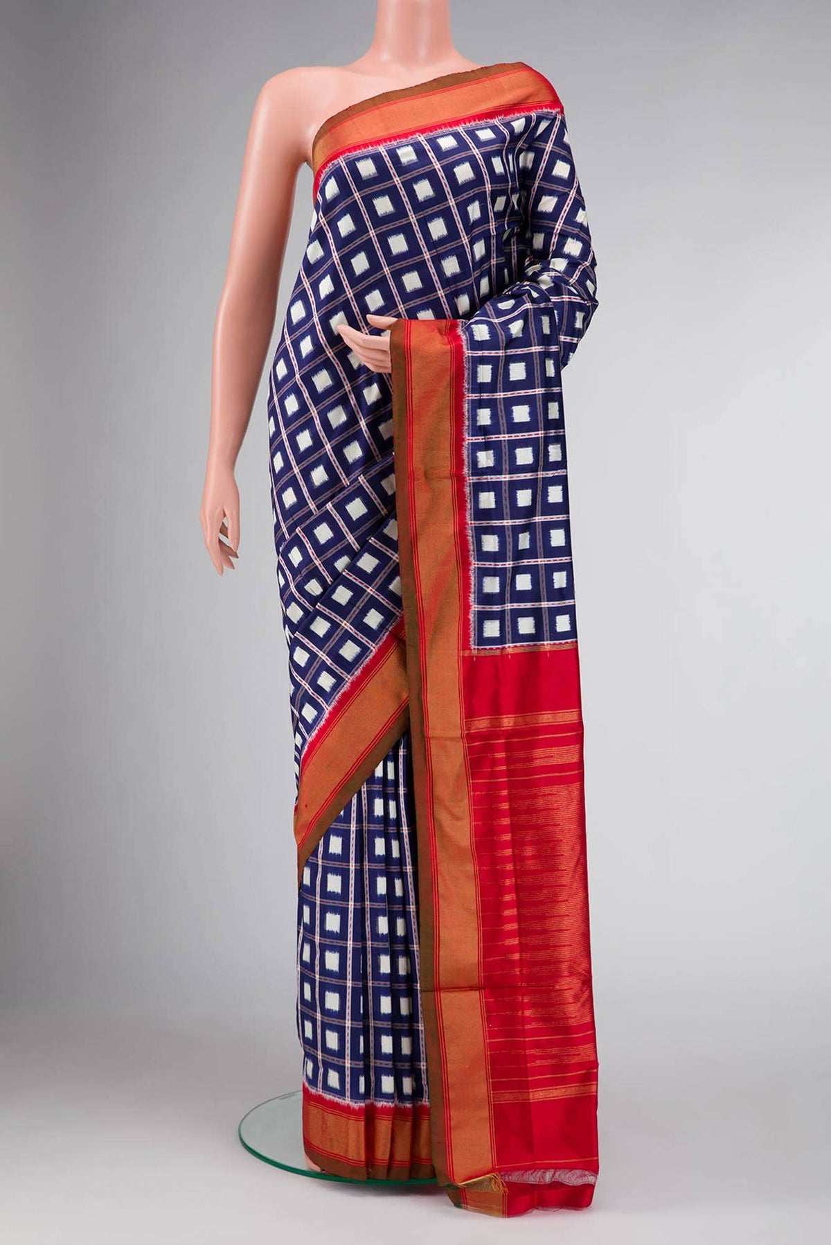Navy Blue Dual Tone Pochampally Silk Saree