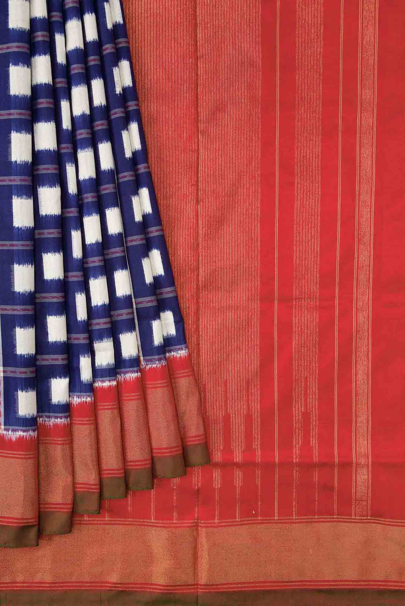 Navy Blue Dual Tone Pochampally Silk Saree