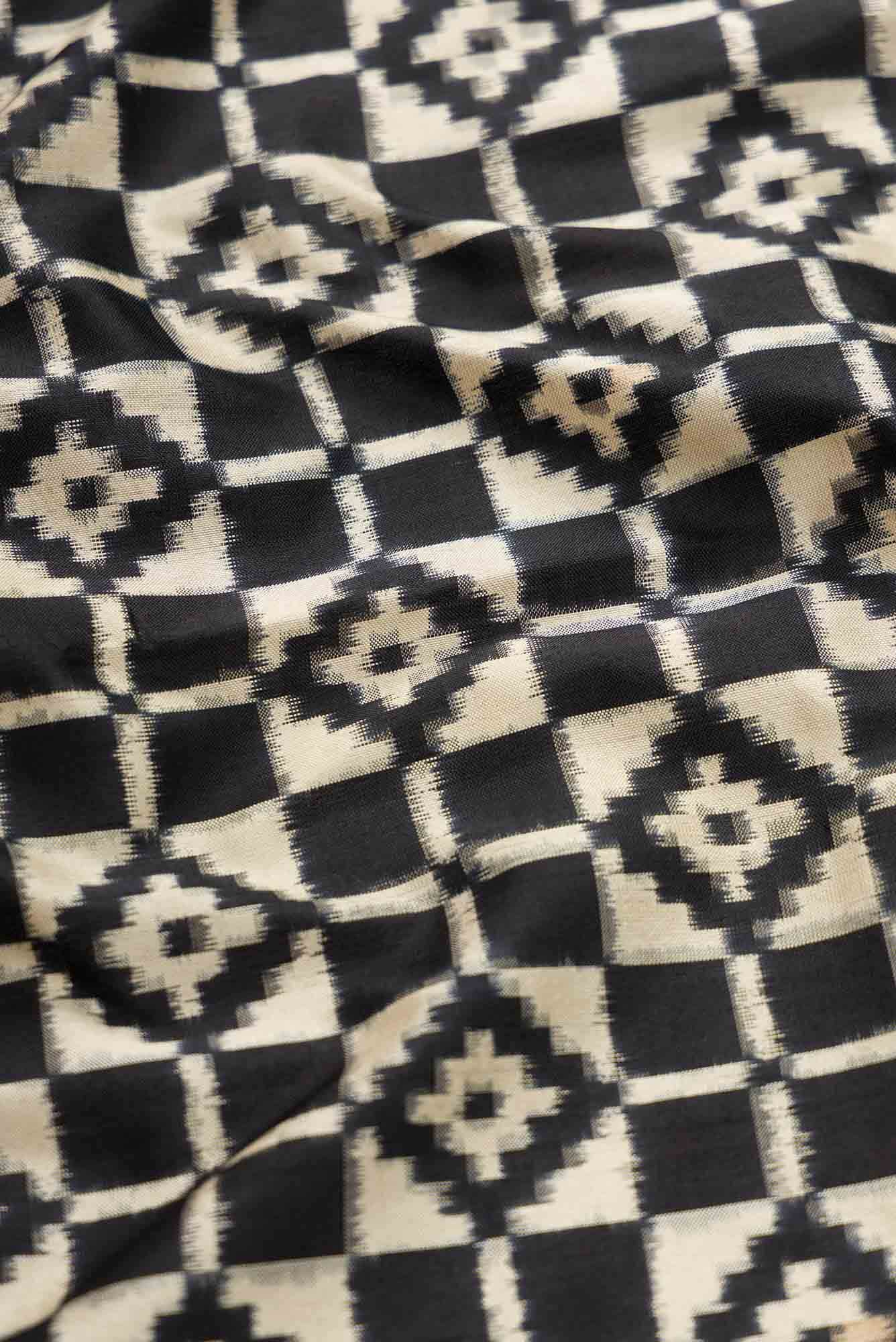 Black and White Dual Tone Double Ikat Saree